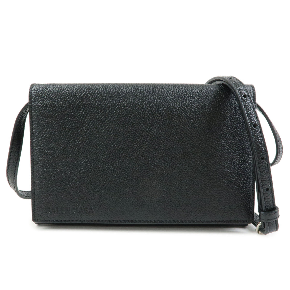 BALENCIAGA Small Logo Leather Crossbody Bag Shoulder Bag black 674892