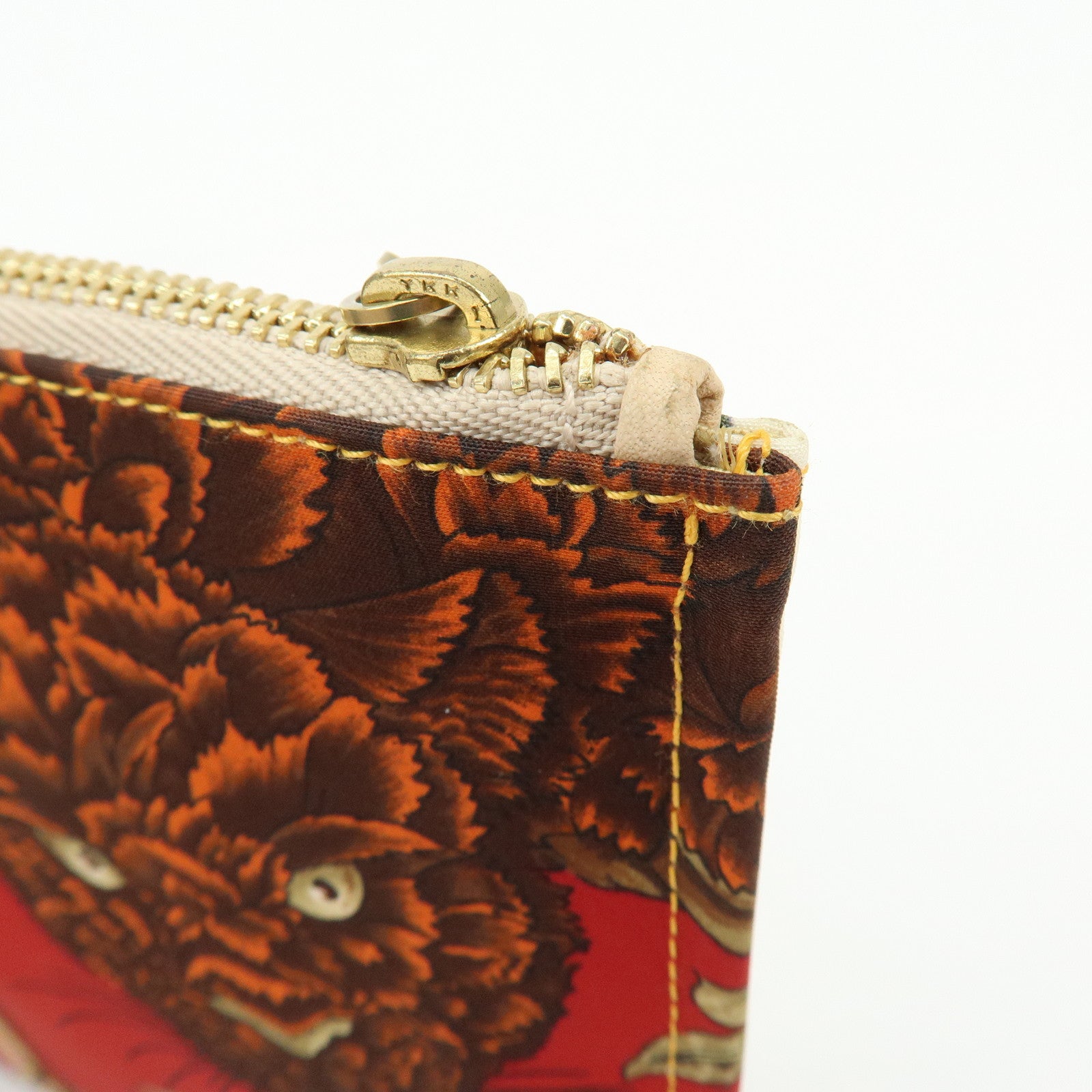 Ferragamo Gancini Nylon Leopard Flat Pouch Beige Pink