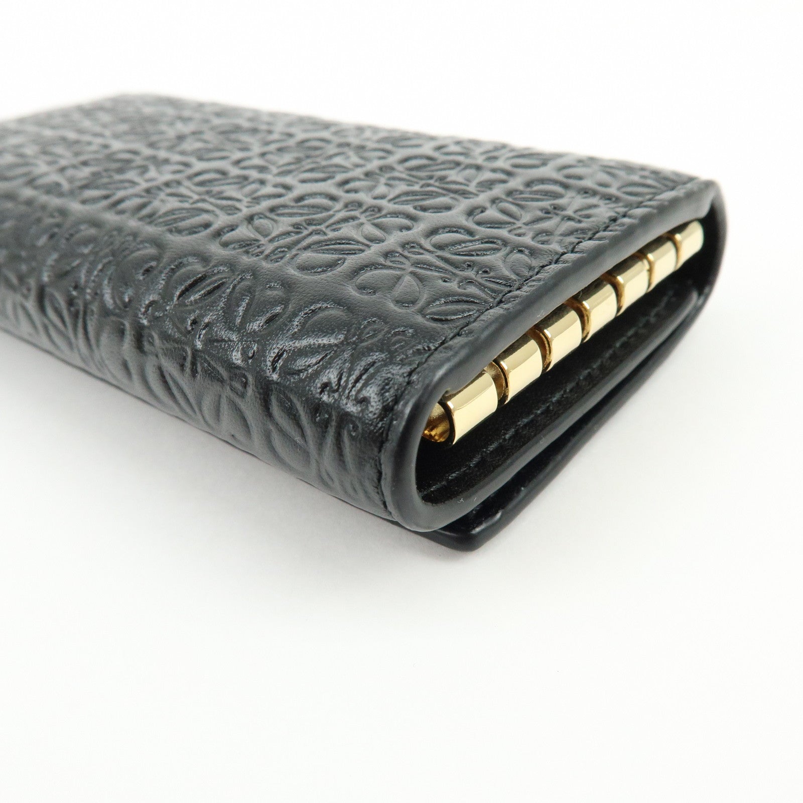 LOEWE Repeat Anagram Calf Leather 6 Ring Key Case Key Holder Black