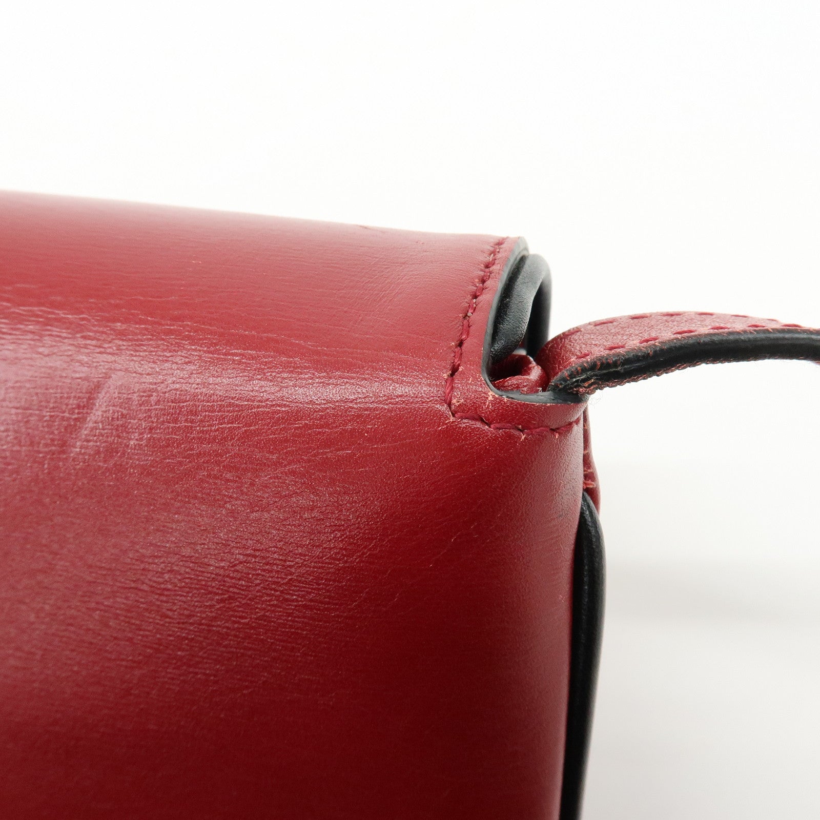 GUCCI Double G Arli Leather Shoulder Bag Crossbody Bag Red 550129