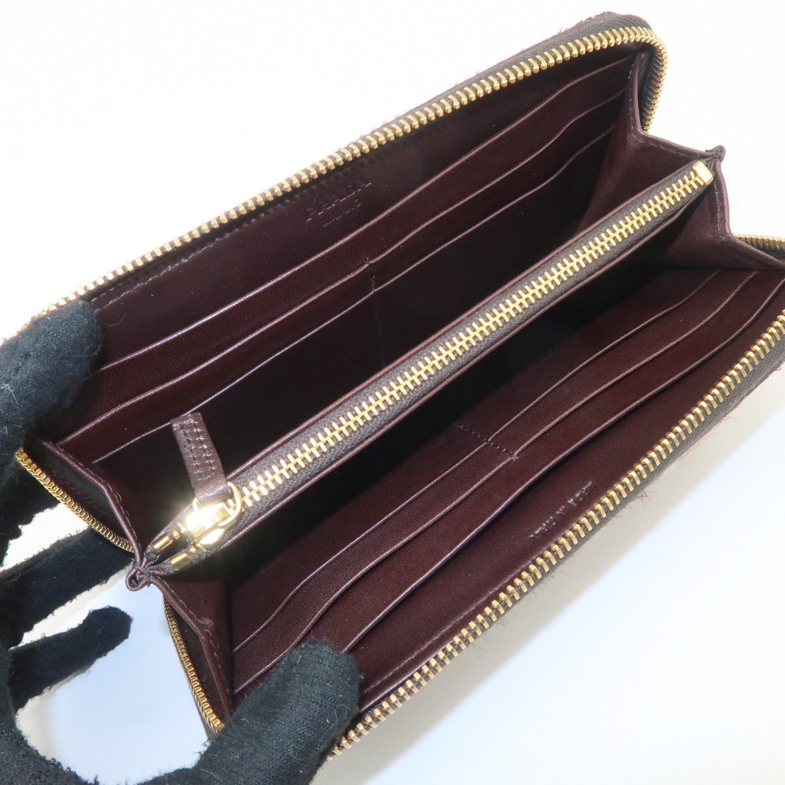 PRADA Leather Unborn Calf Round Zippy Wallet Leopard 1M0506 Used