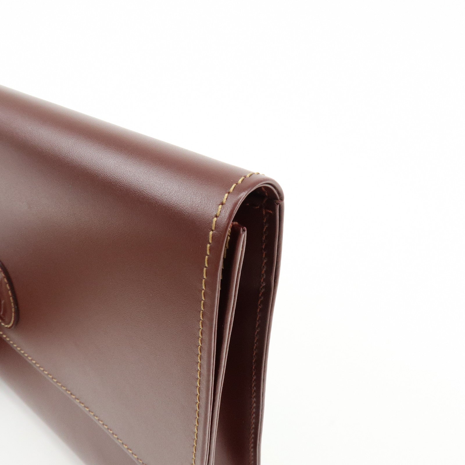 Cartier Must de Cartier Leather Clutch Bag Flat Pouch Bordeaux