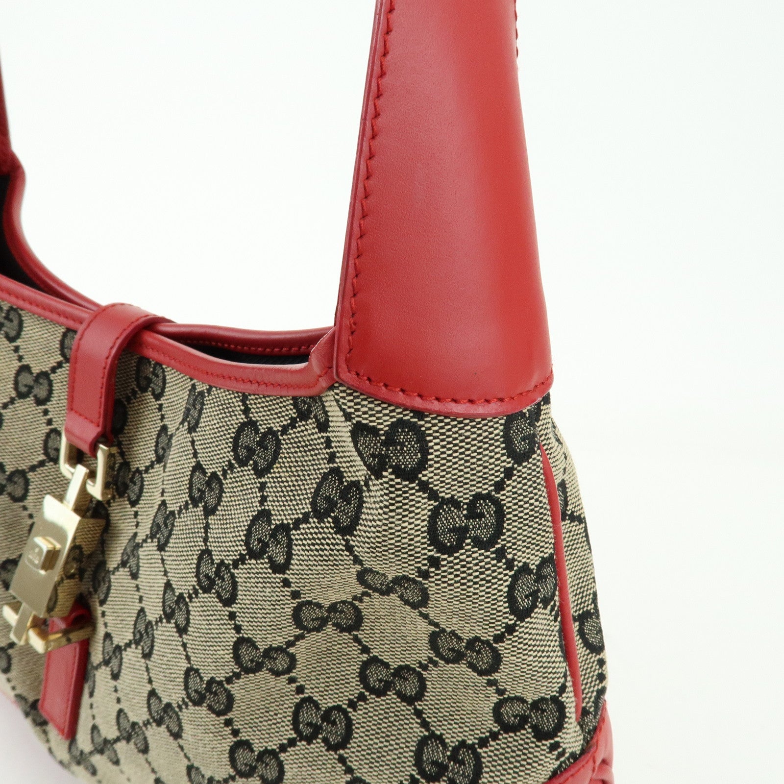 GUCCI Jackie GG Canvas Leather Shoulder Bag Hand Bag Beige 001.3306