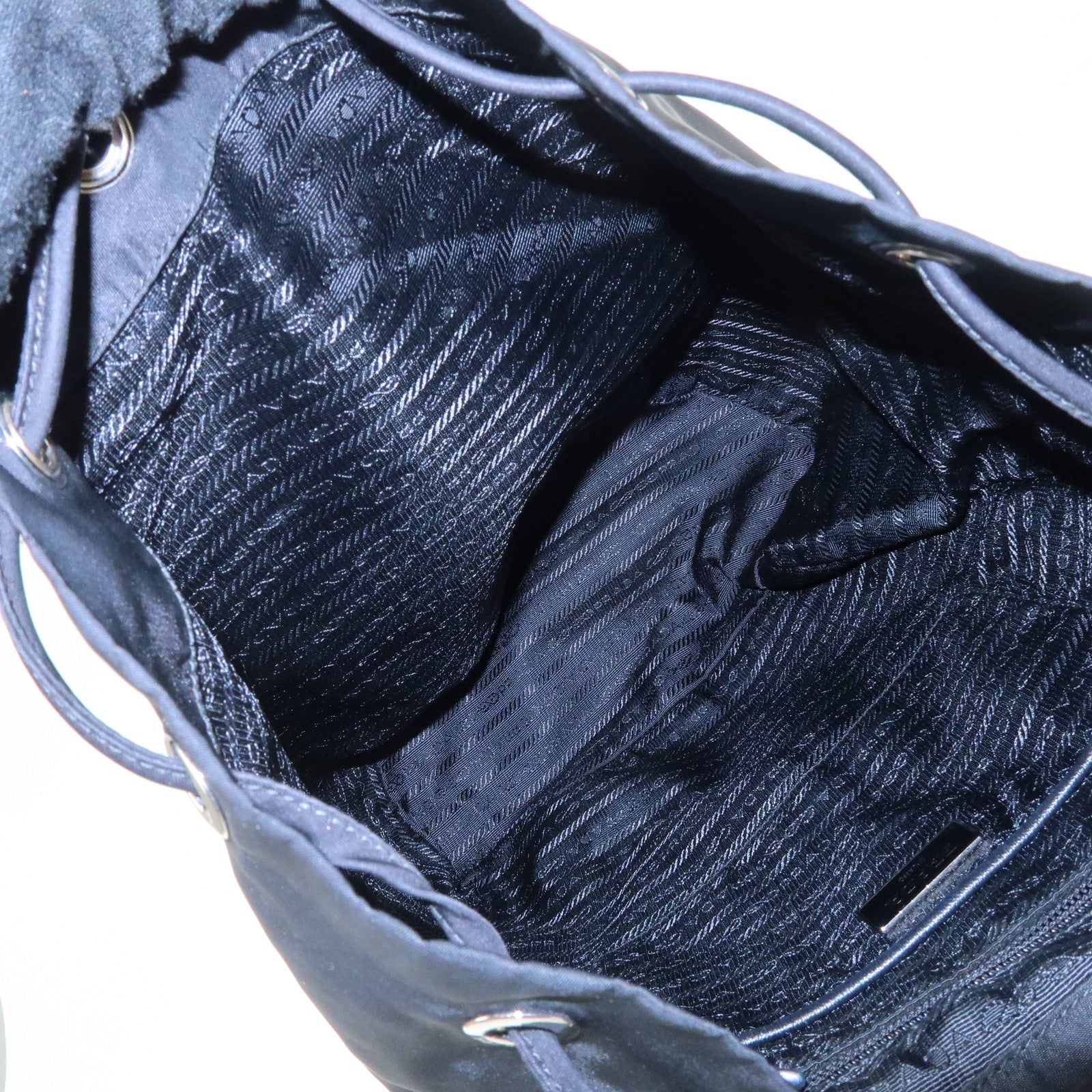 PRADA Triangle Logo Nylon Leather Backpack Ruck Sack Black Used