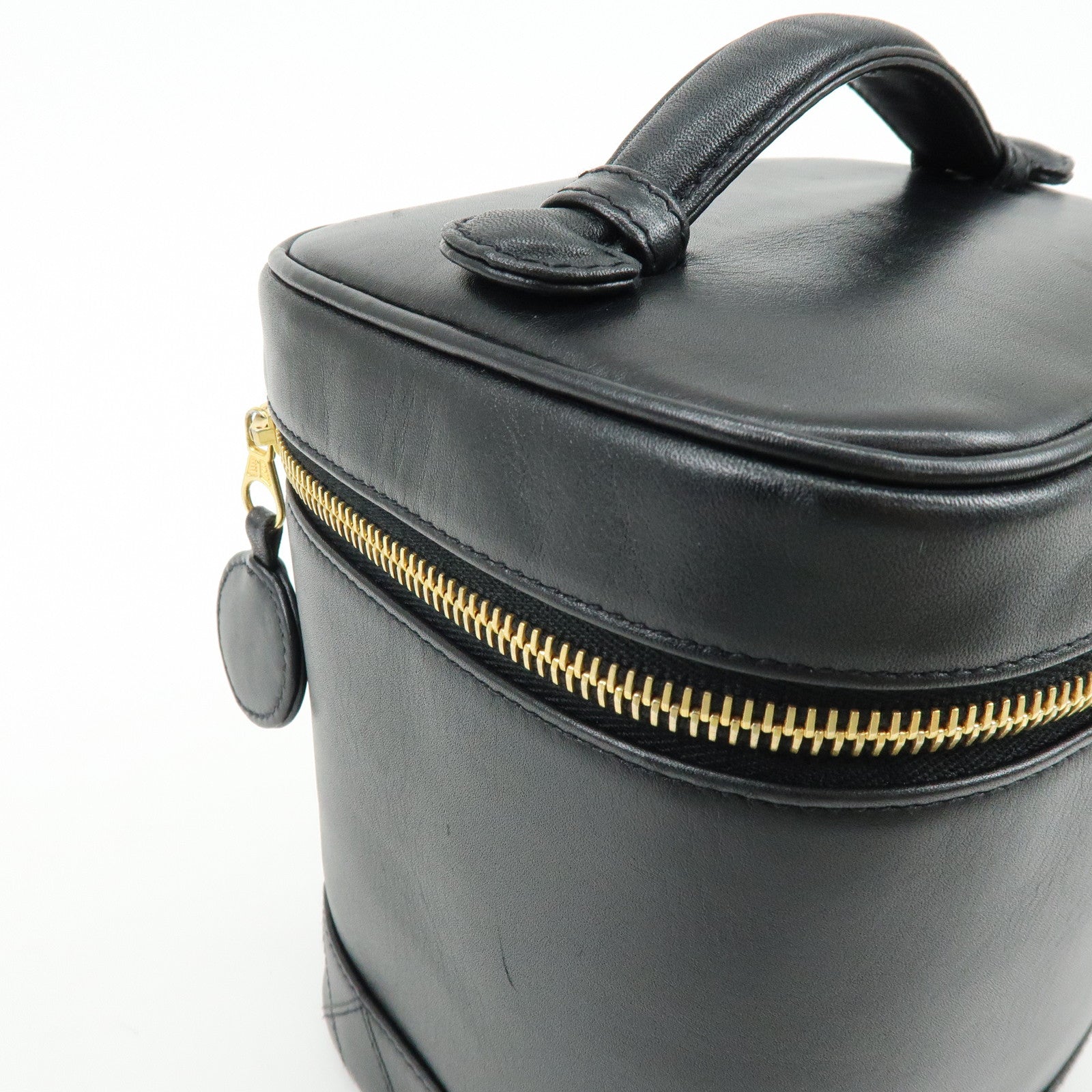 CHANEL Bicolore Lamb Skin Vanity Bag Hand Bag Black A01619