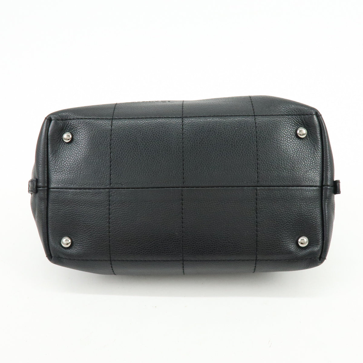 CHANEL Chocolate Bar COCO Mark Caviarskin Hand Bag Mini Boston Bag
