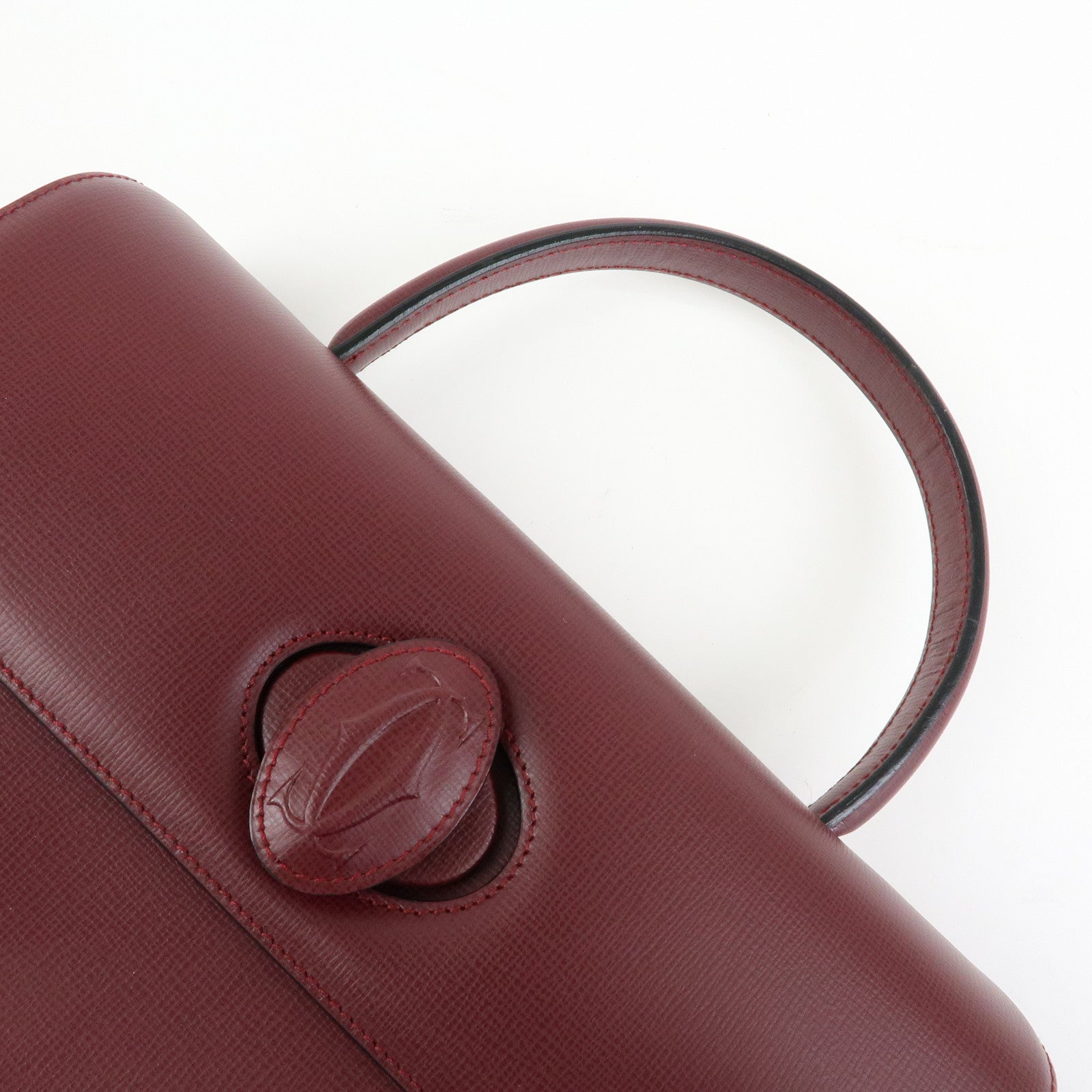 Cartier Must de Cartier Leather Top Handle Hand Bag Bordeaux