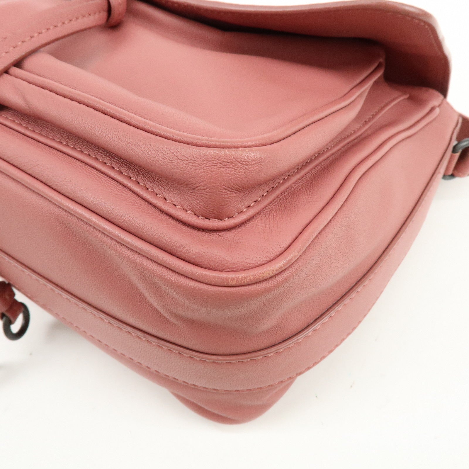BOTTEGA VENETA Intrecciato Leather Chain Shoulder Bag Pink