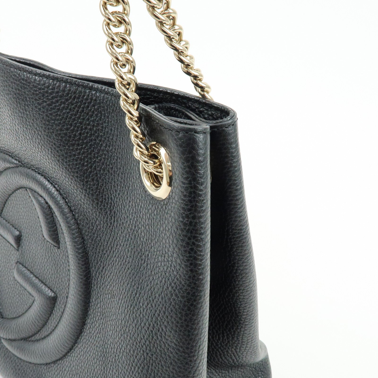 GUCCI SOHO Interlocking G Chain Shoulder Bag Tote Bag Black 536196