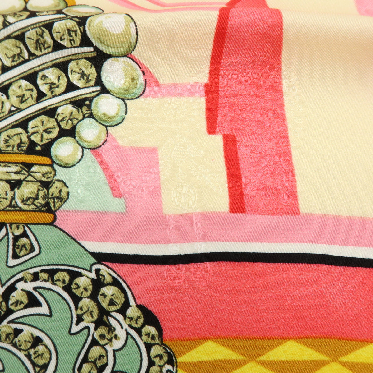 Cartier Must de Cartier Silk 100% Scarf Pink Green Multicolor
