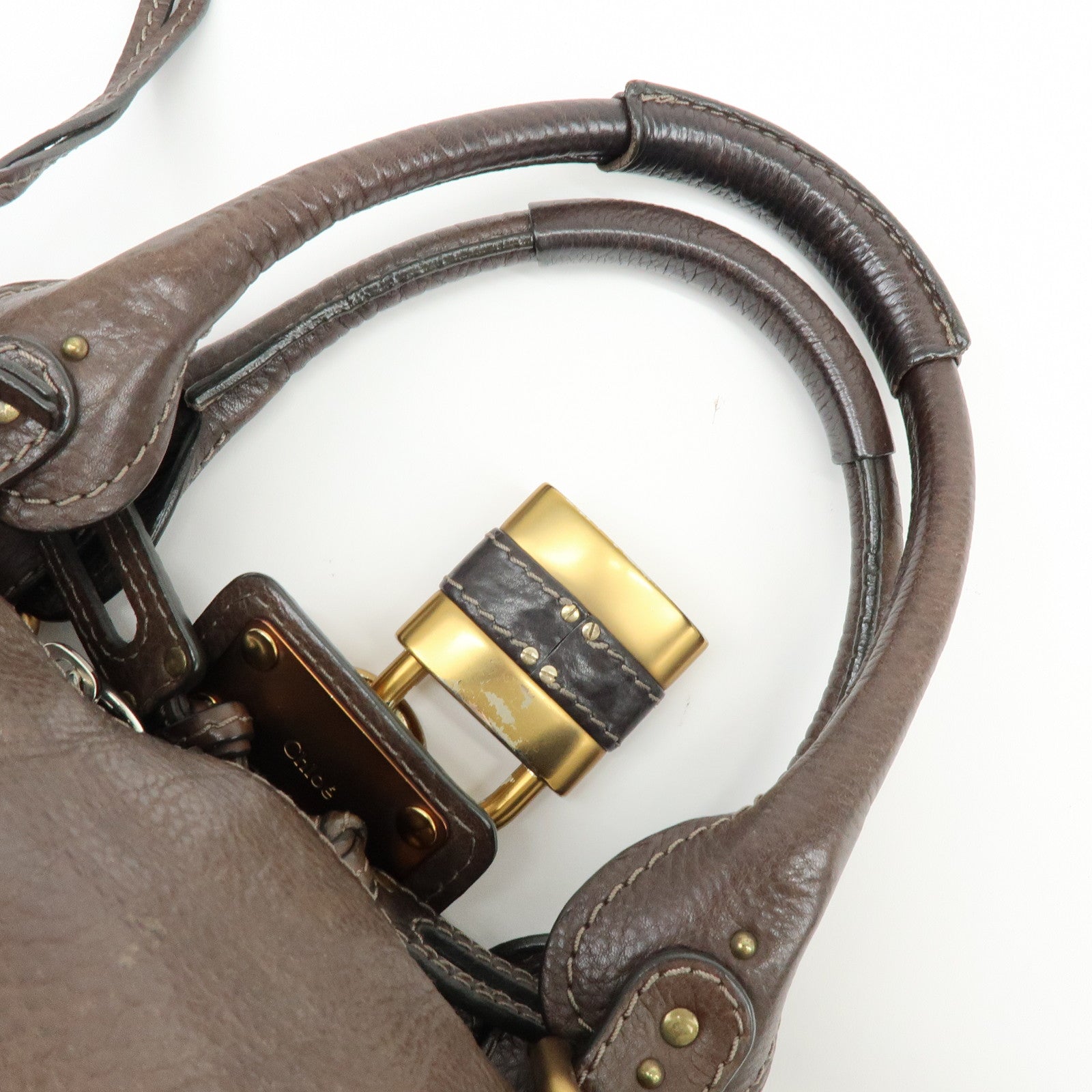 Chloe Paddington Leather Hand Bag Shoulder Bag Dark Brown