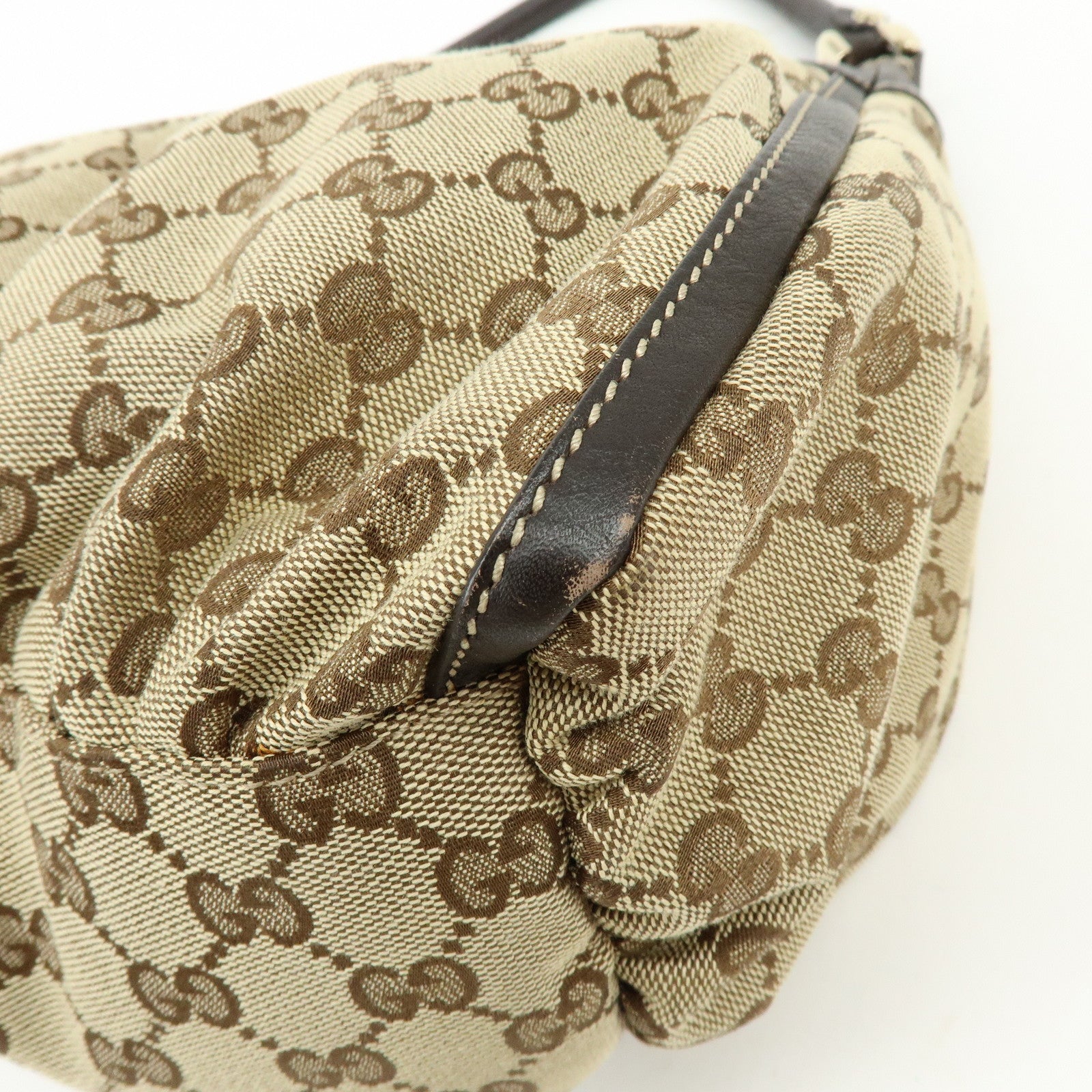 GUCCI Abbey GG Canvas Leather Shoulder Bag Brown Beige 189833