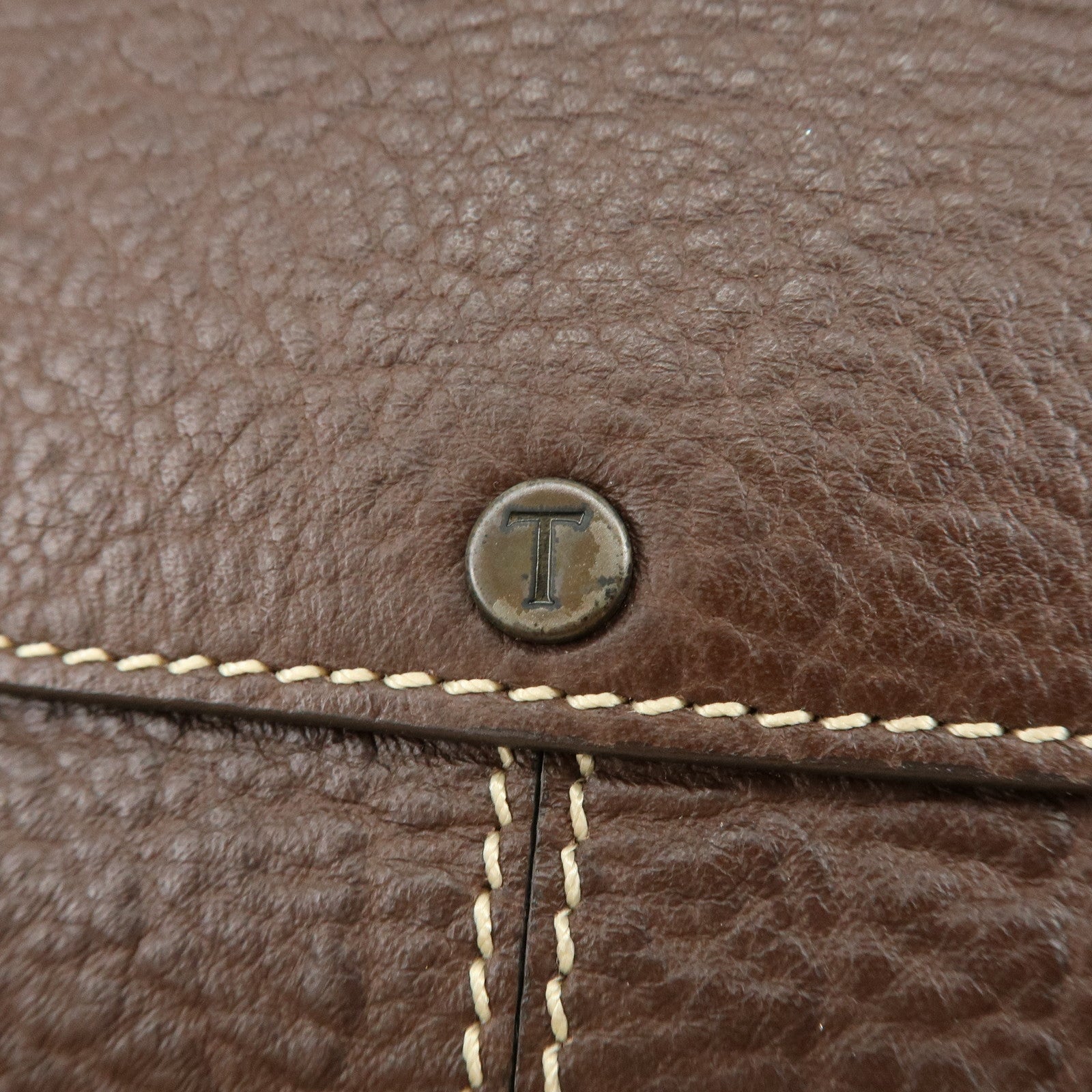 TOD'S Corniche Wave Leather Shoulder Bag Hand Bag Brown