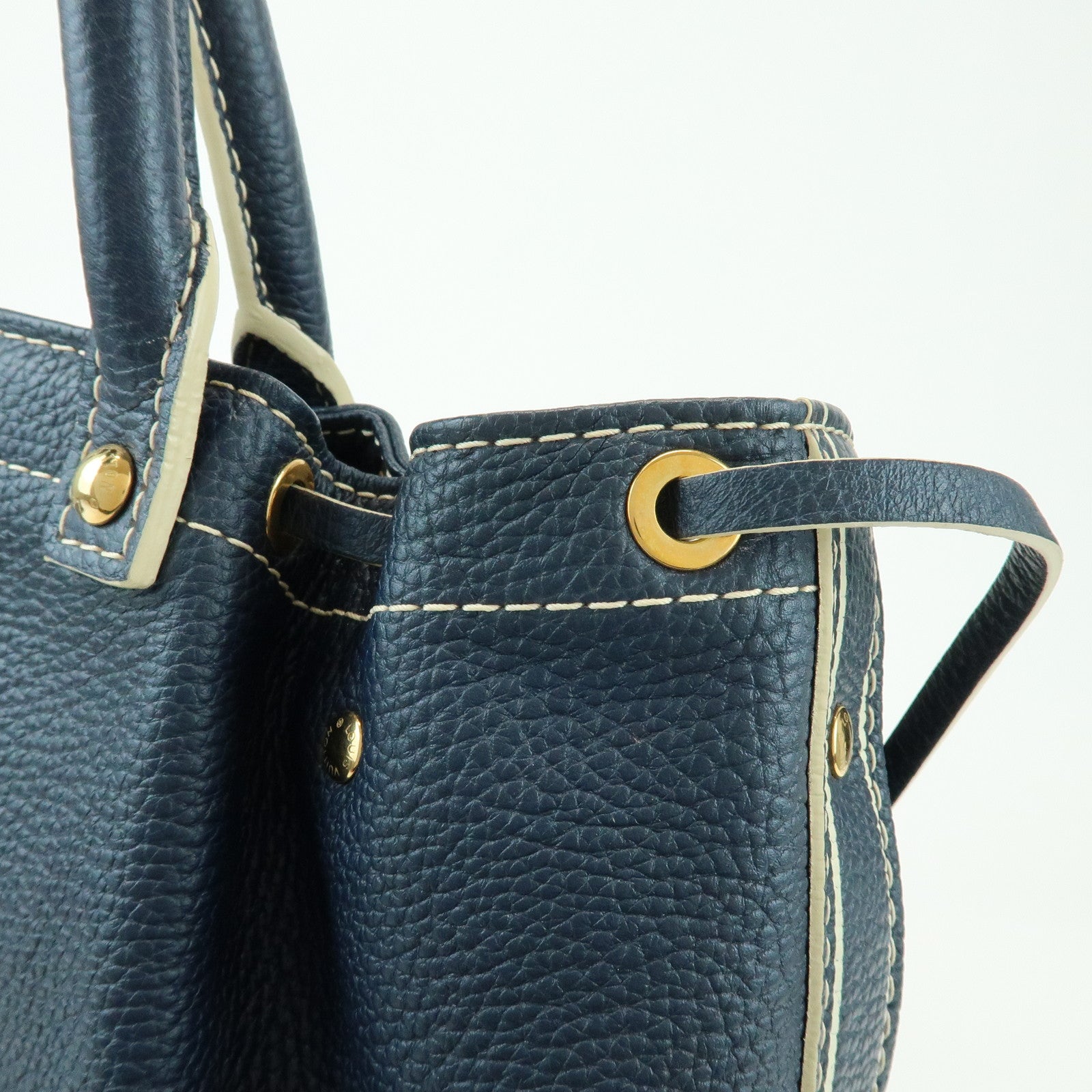 Louis Vuitton T&B Tobago Leather Shoe Bag Hand Bag Blue M95149