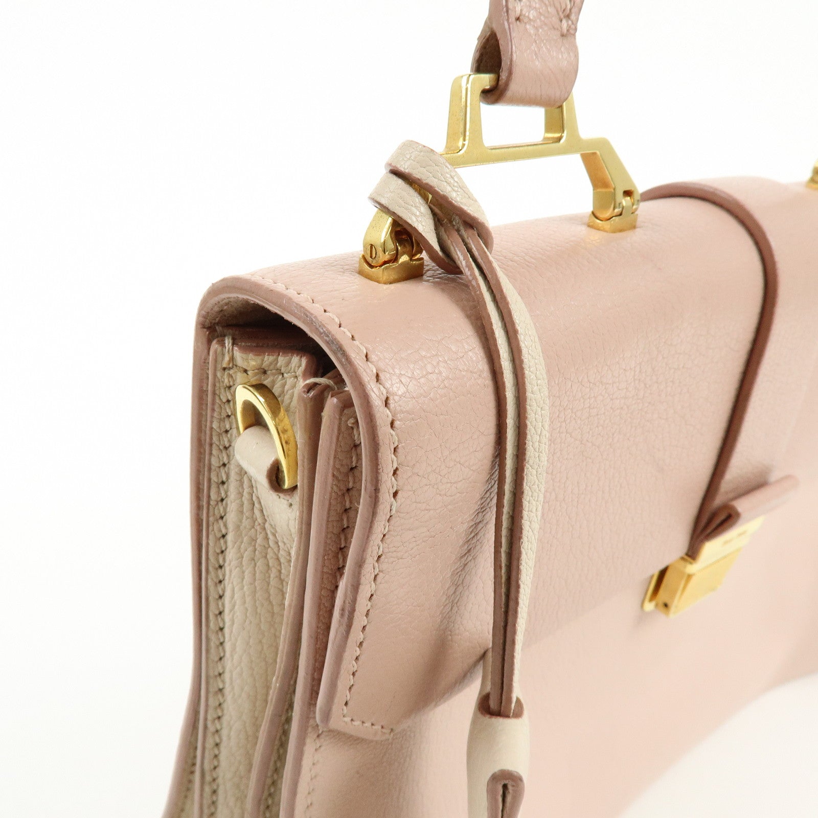 MIU MIU Madras Leather 2Way Bag Shoulder Bag Bi-Color Light Pink