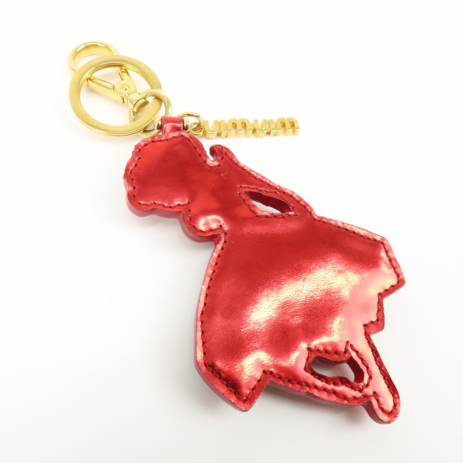 MIU MIU Patent Leather RhineStone Bag Charm Key Chain Ballerina Red