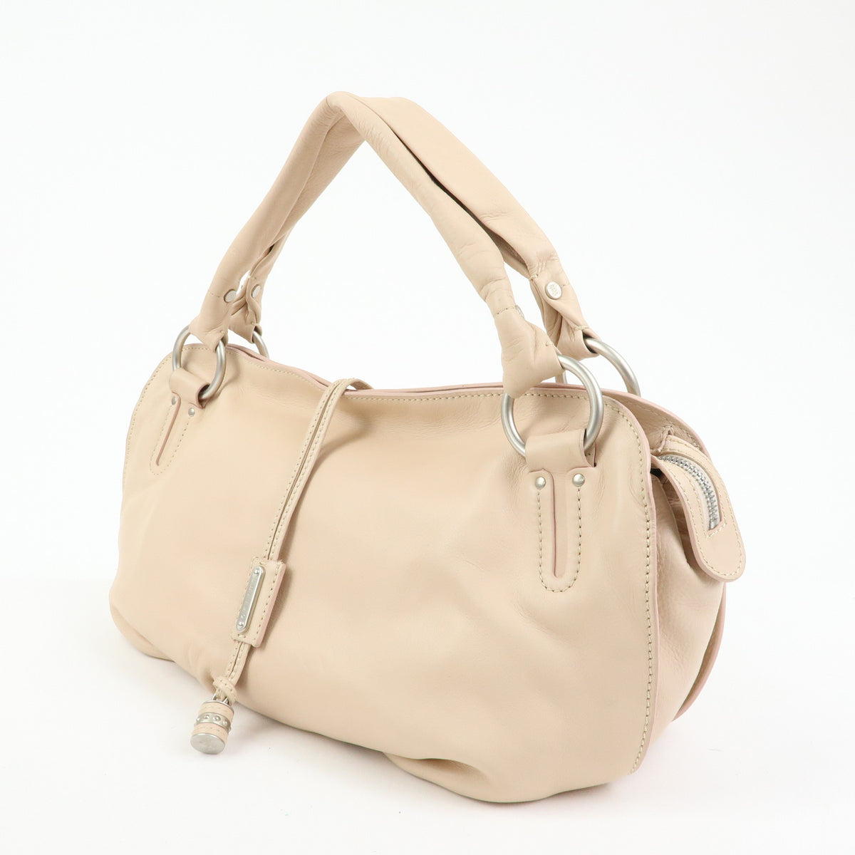 CELINE Bittersweet Leather Shoulder Bag Hand Bag Pink Beige