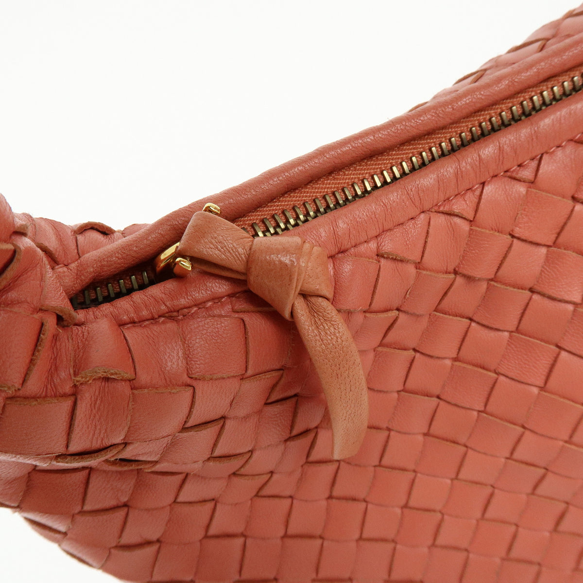 BOTTEGA VENETA Hobo Intrecciato Leather Shoulder Bag Coral
