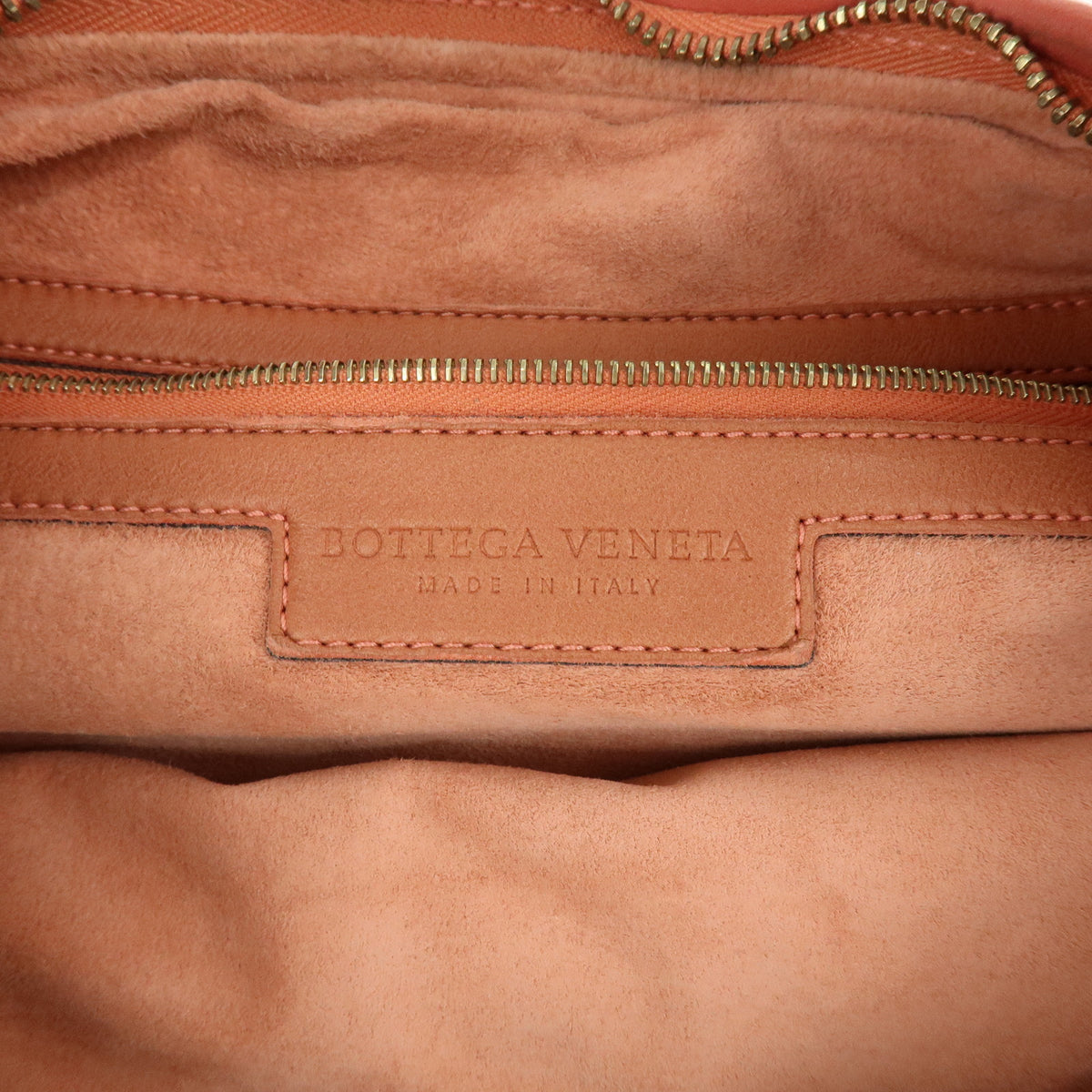 BOTTEGA VENETA Hobo Intrecciato Leather Shoulder Bag Coral