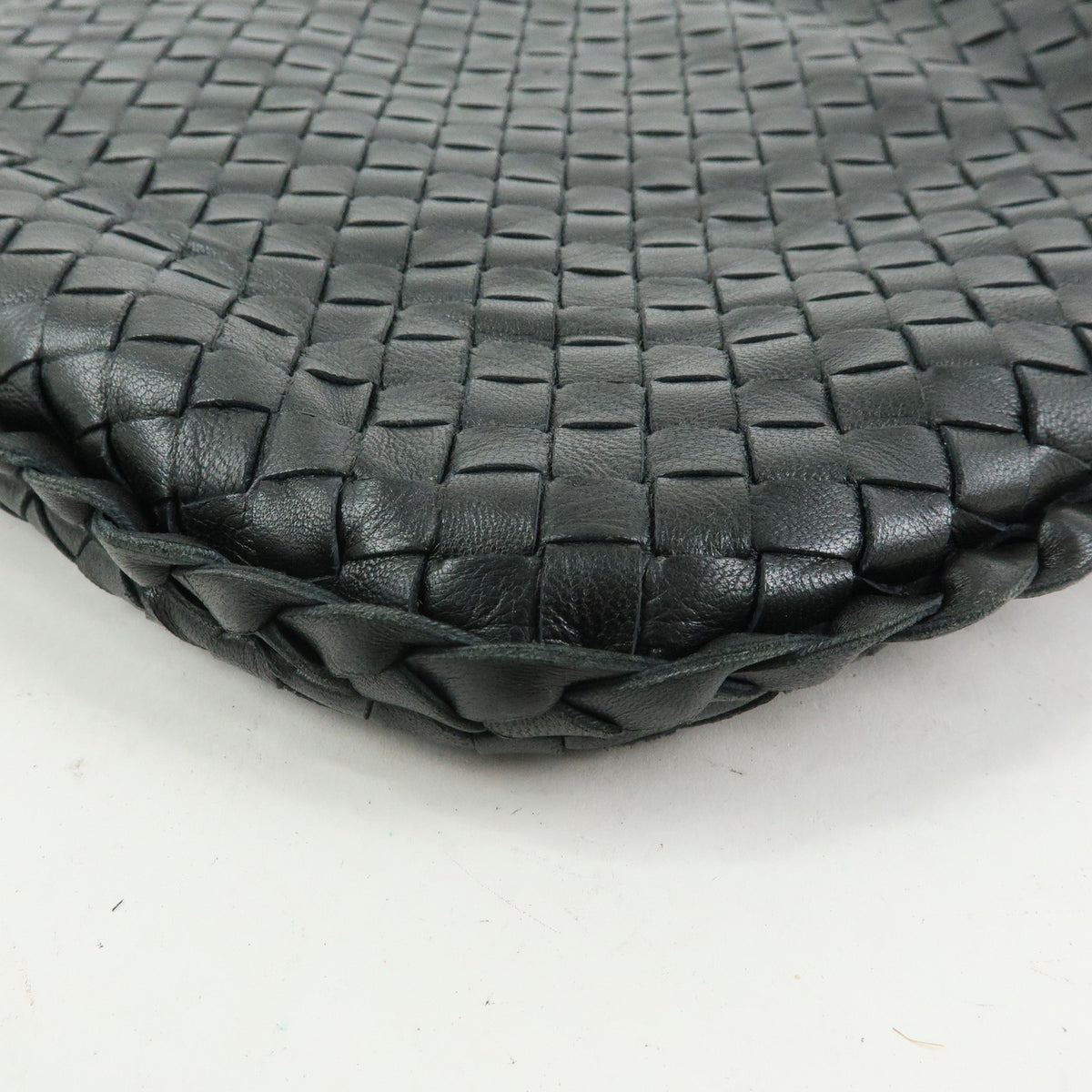 BOTTEGA VENETA Hobo Intrecciato Leather Shoulder Bag Black 115653