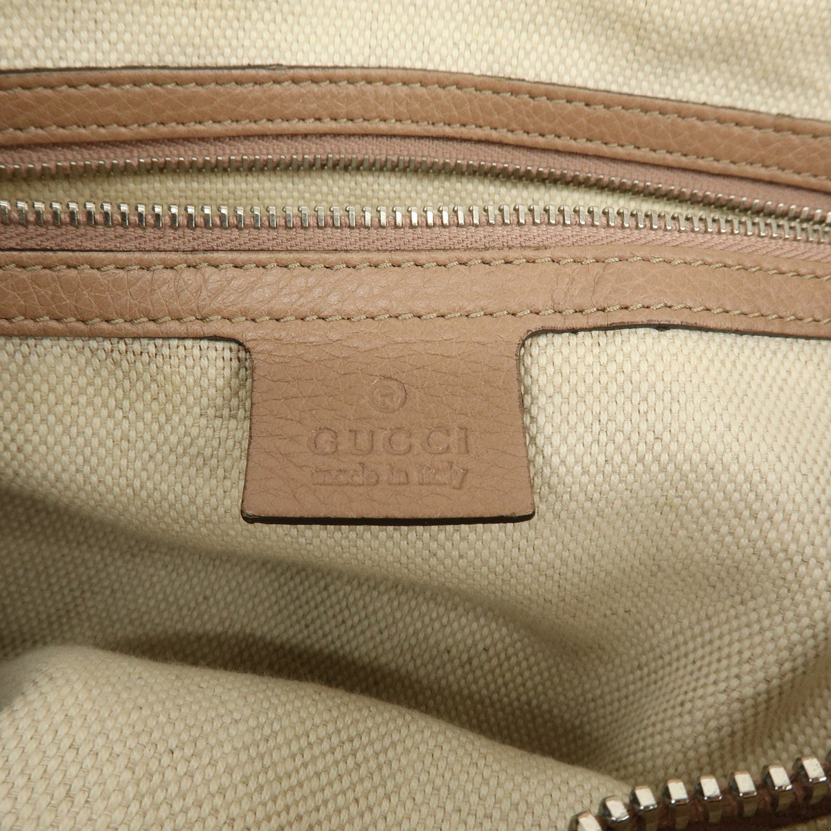 GUCCI Bamboo GG Canvas Leather Tote Bag Beige Brown Pink 232947