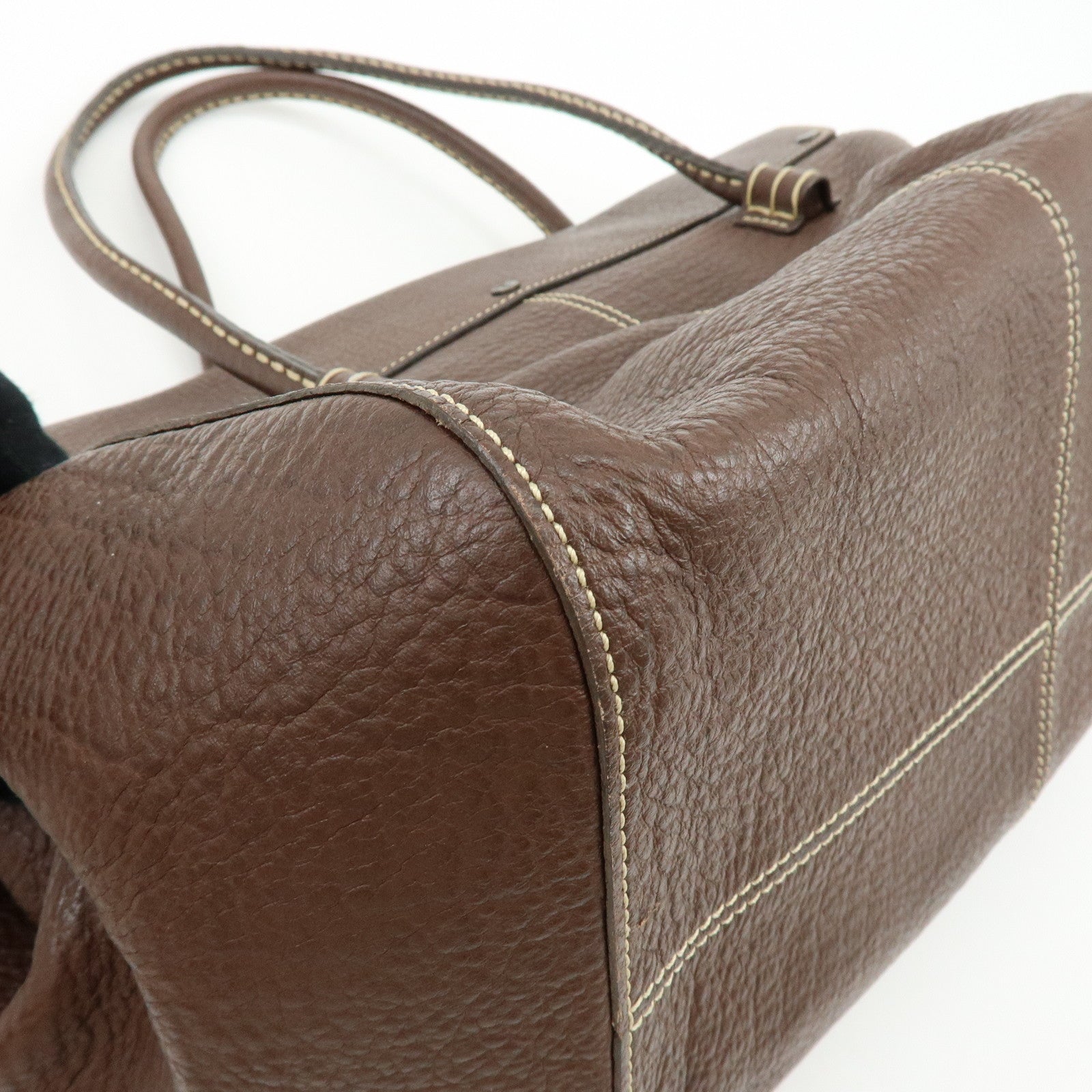 TOD'S Corniche Wave Leather Shoulder Bag Hand Bag Brown