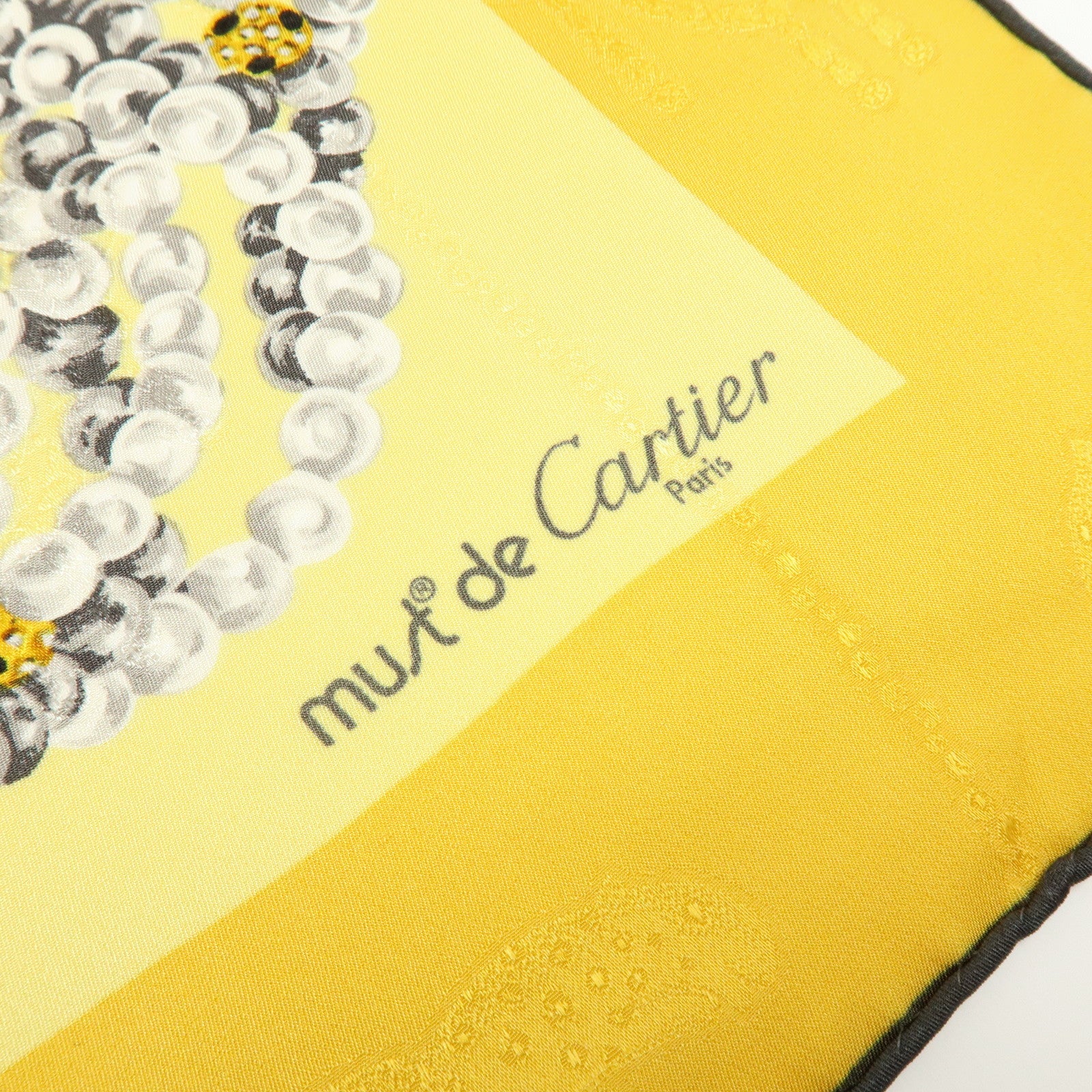 Cartier Lot of 2 Silk 100% Scarf Classic Chain Leopard Yellow Red White