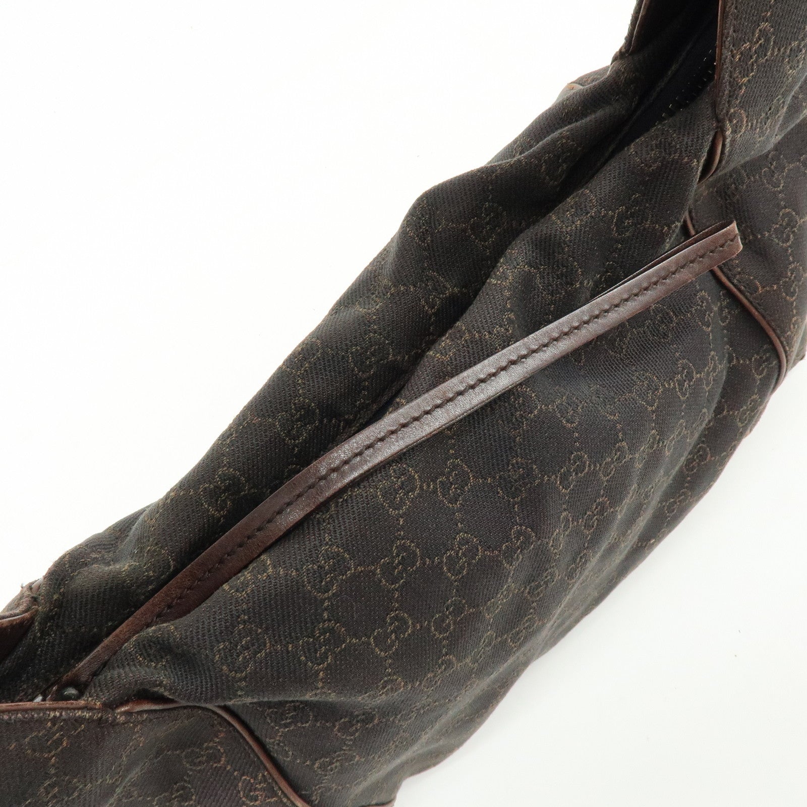 GUCCI GG Canvas Leather Shoulder Bag Hand Bag Dark Brown 101292