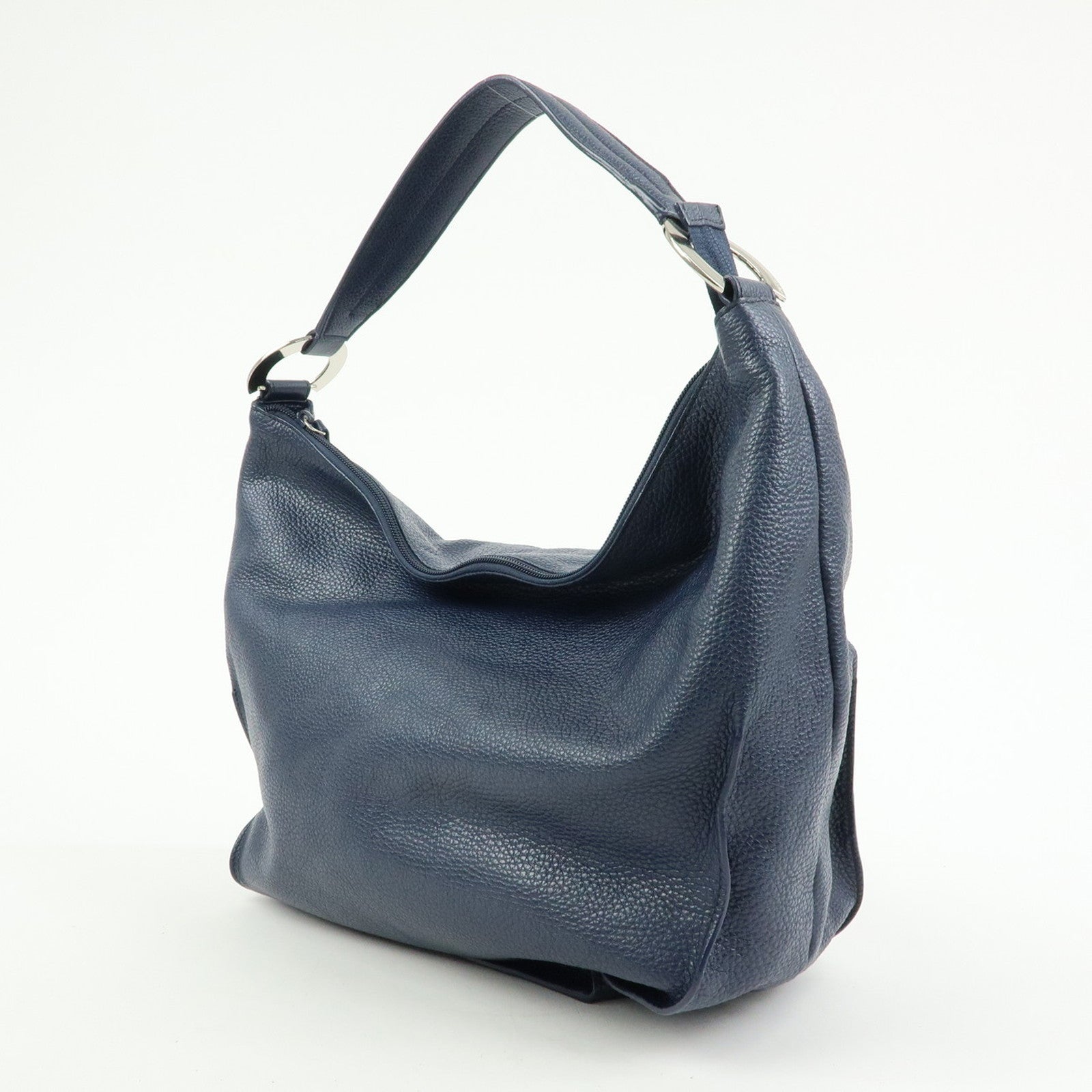 FURLA Leather Shoulder Bag Hand Bag Hobo Bag Dark Navy