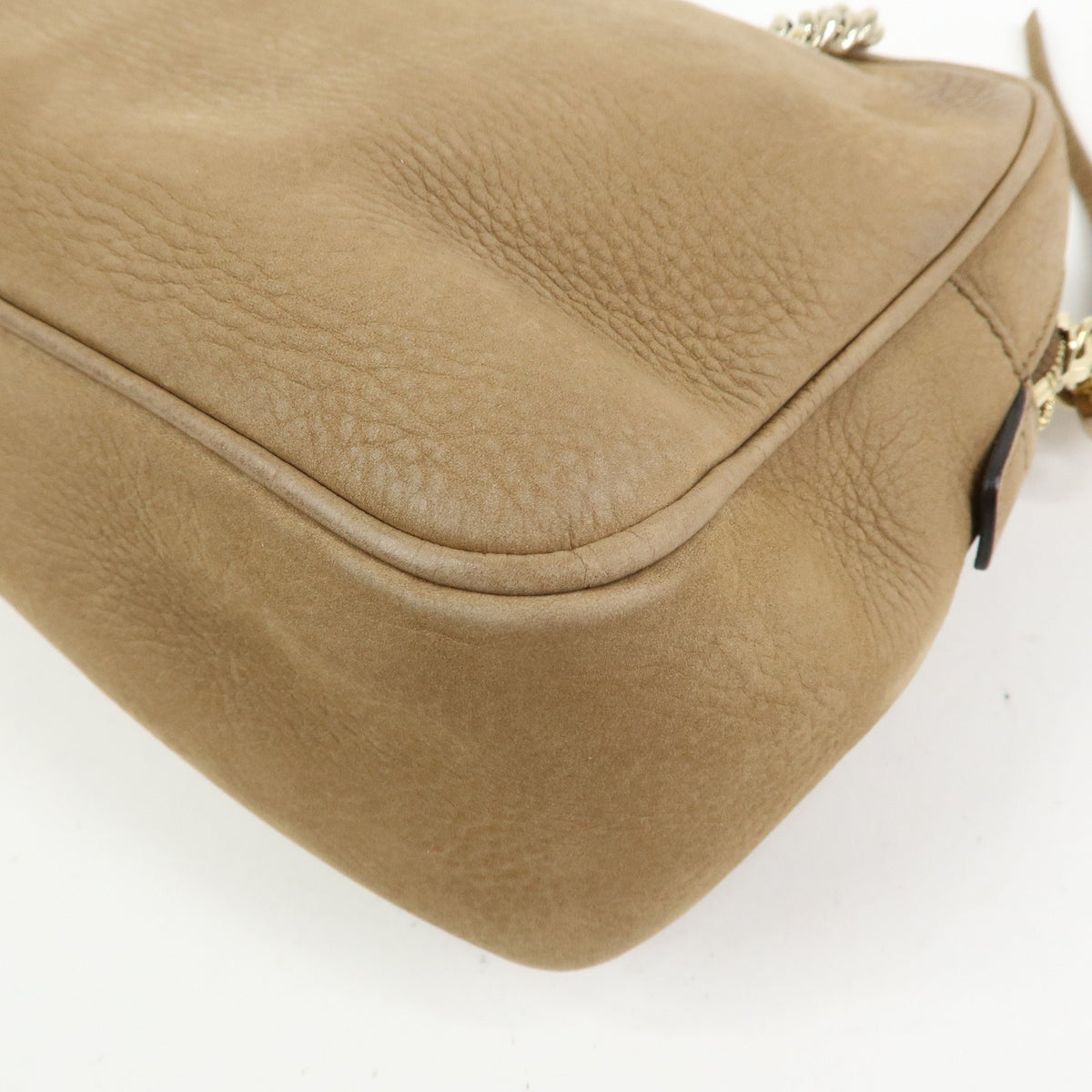 GUCCI SOHO Interlocking G Leather Chain Shoulder Bag Biege 308983