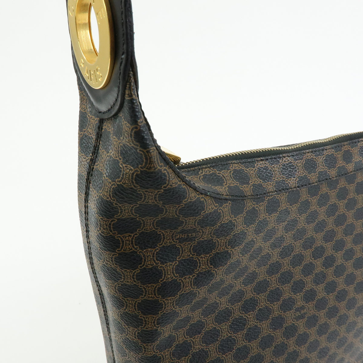 CELINE Macadam PVC Shoulder Bag Crossbody Bag Brown Black