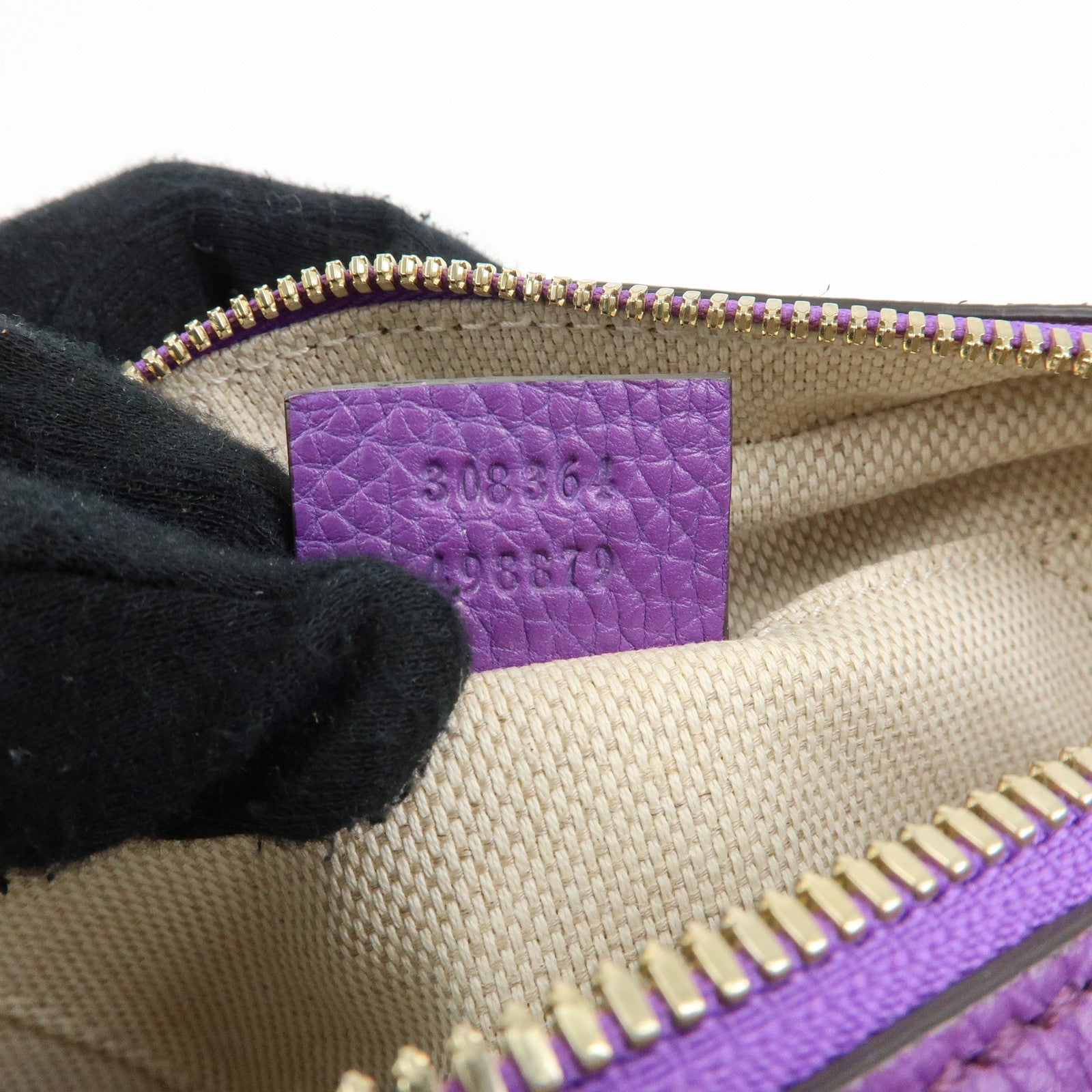 GUCCI SOHO Interlocking G Leahter Disco Bag Shoulder Bag Purple 308364