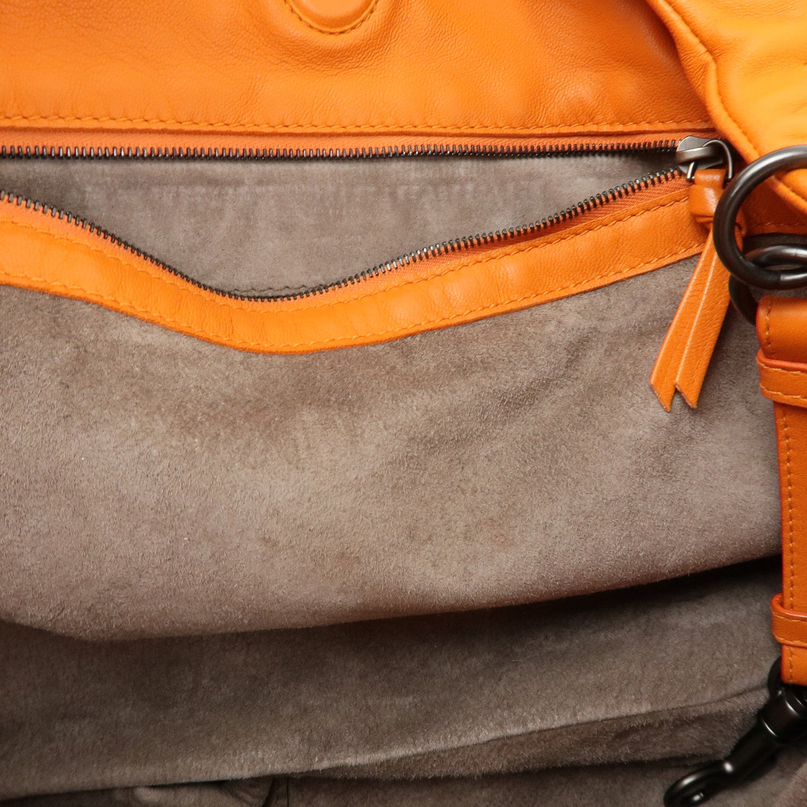 BOTTEGA VENETA Intrecciato Campana Leather Shoulder Bag Orange