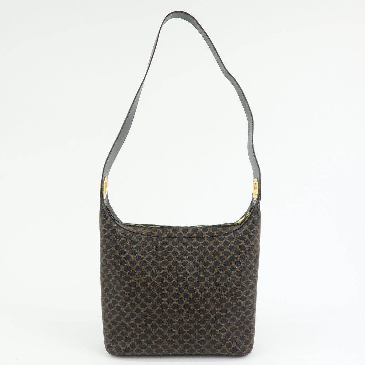 CELINE Macadam PVC Shoulder Bag Crossbody Bag Brown Black