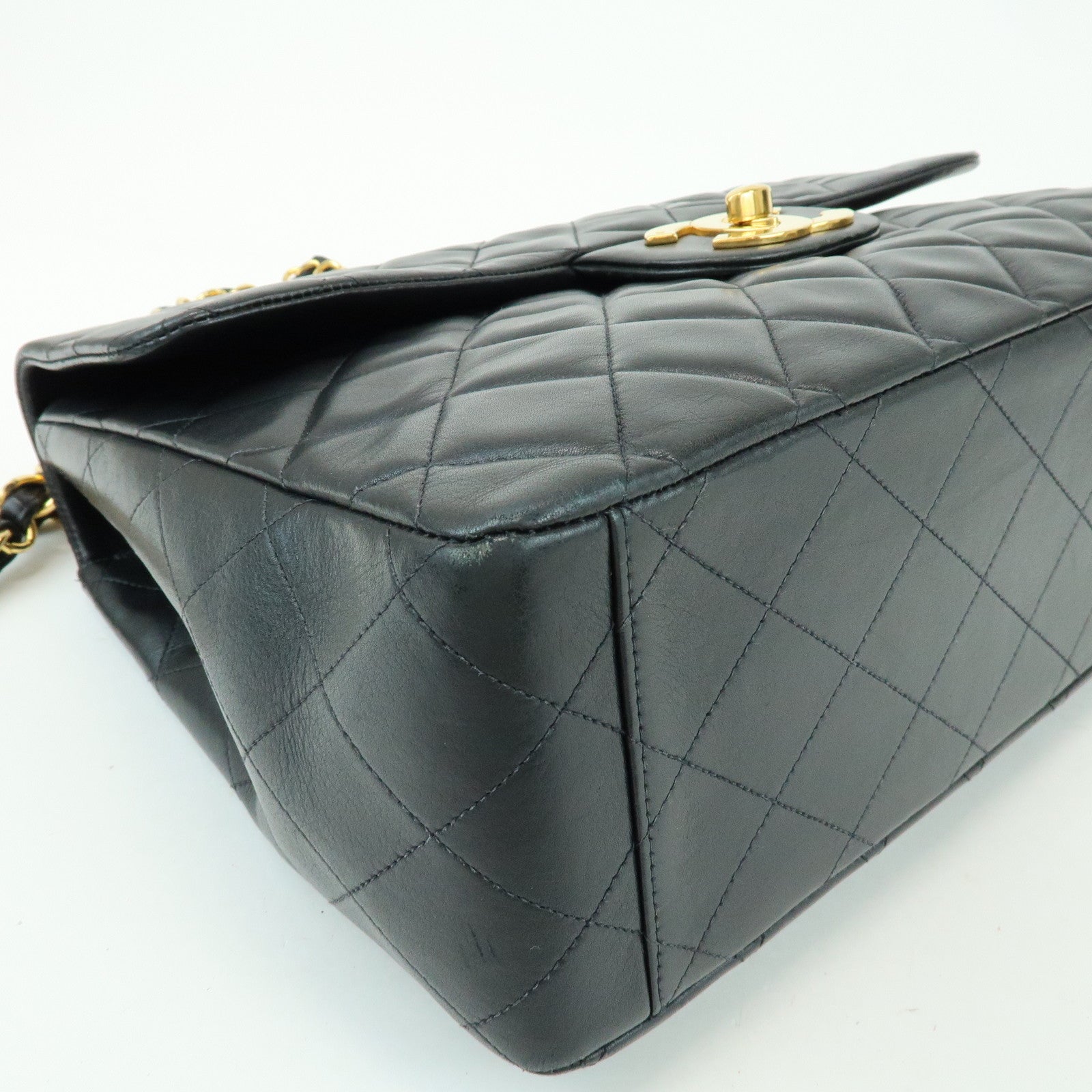 CHANEL Jumbo Matelasse 34 Lamb Skin Chain Shoulder Bag Black A01094