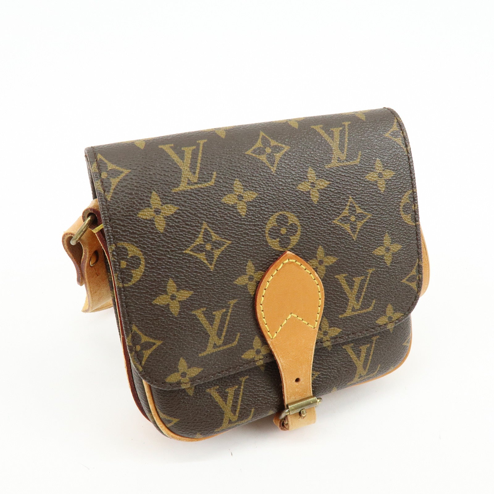 Louis Vuitton Monogram Mini Cartouchiere Shoulder Bag Brown M51254