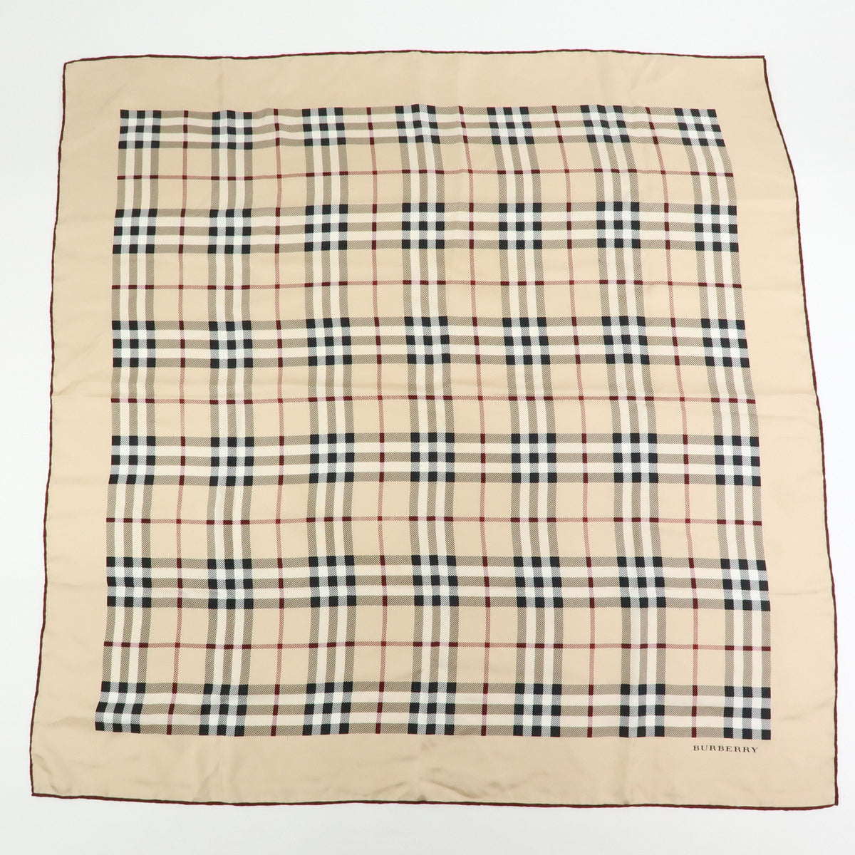 YSL BURBERRY Lot of 2 Silk 100% Scarf Nova Plaid Flower Blue Beige