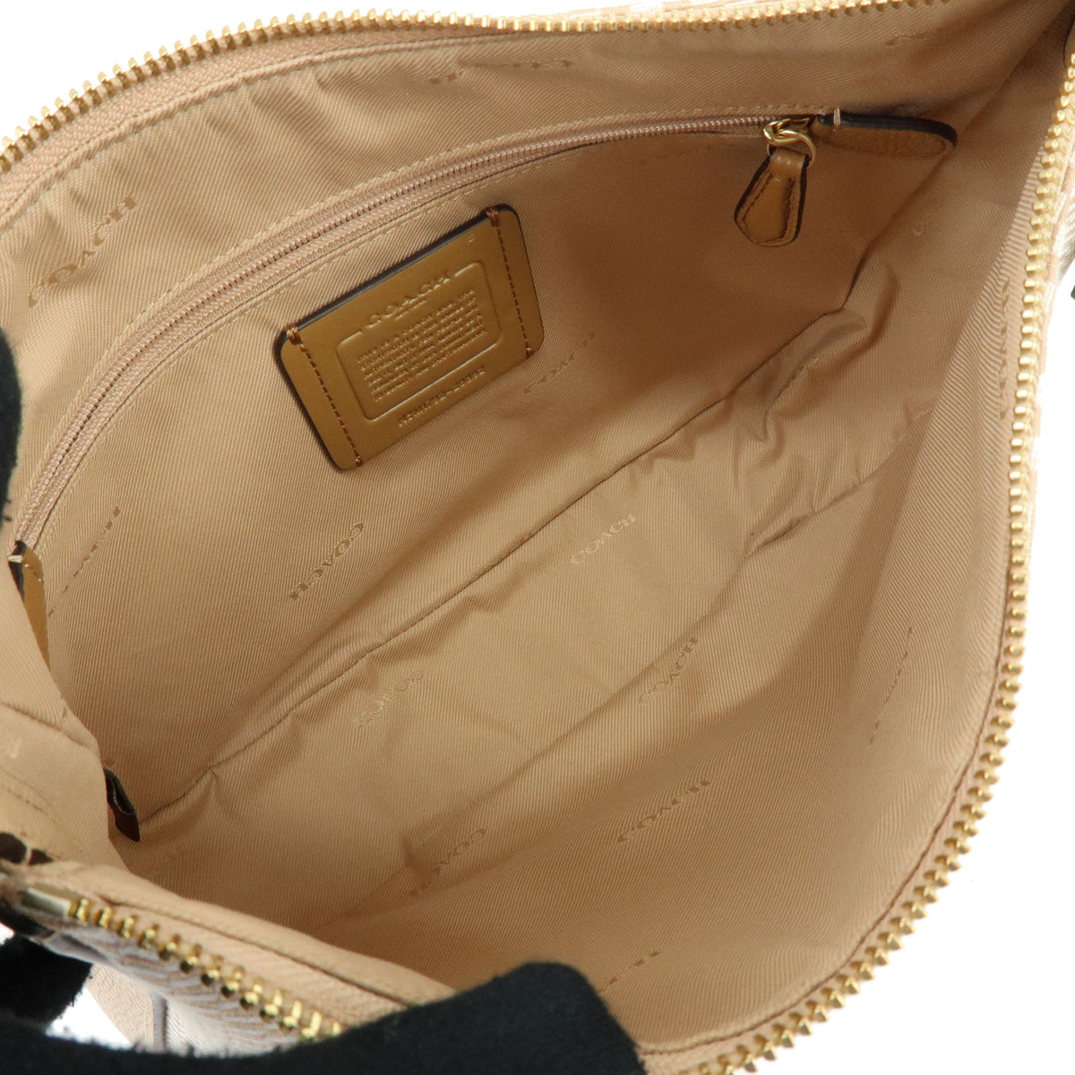 COACH Canvas Leather 2Way Shoulder Bag Hand Bag Beige