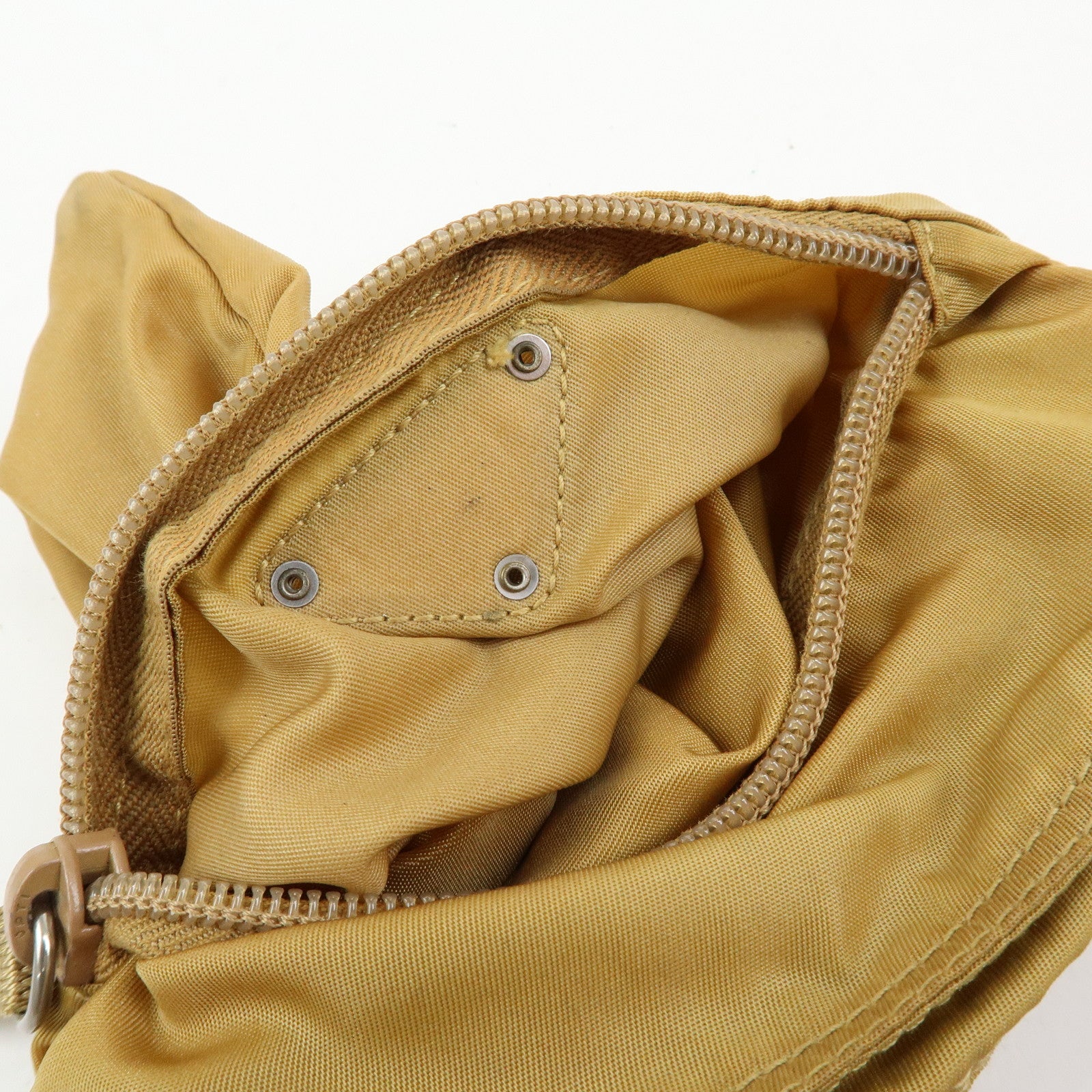 PRADA Triangle Logo Nylon Shoulder Crossbody Bag Light Brown B7792