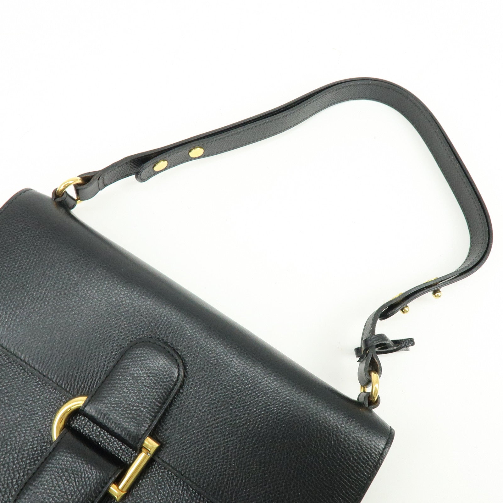 DELVAUX Leather Shoulder Bag Hand Bag Black
