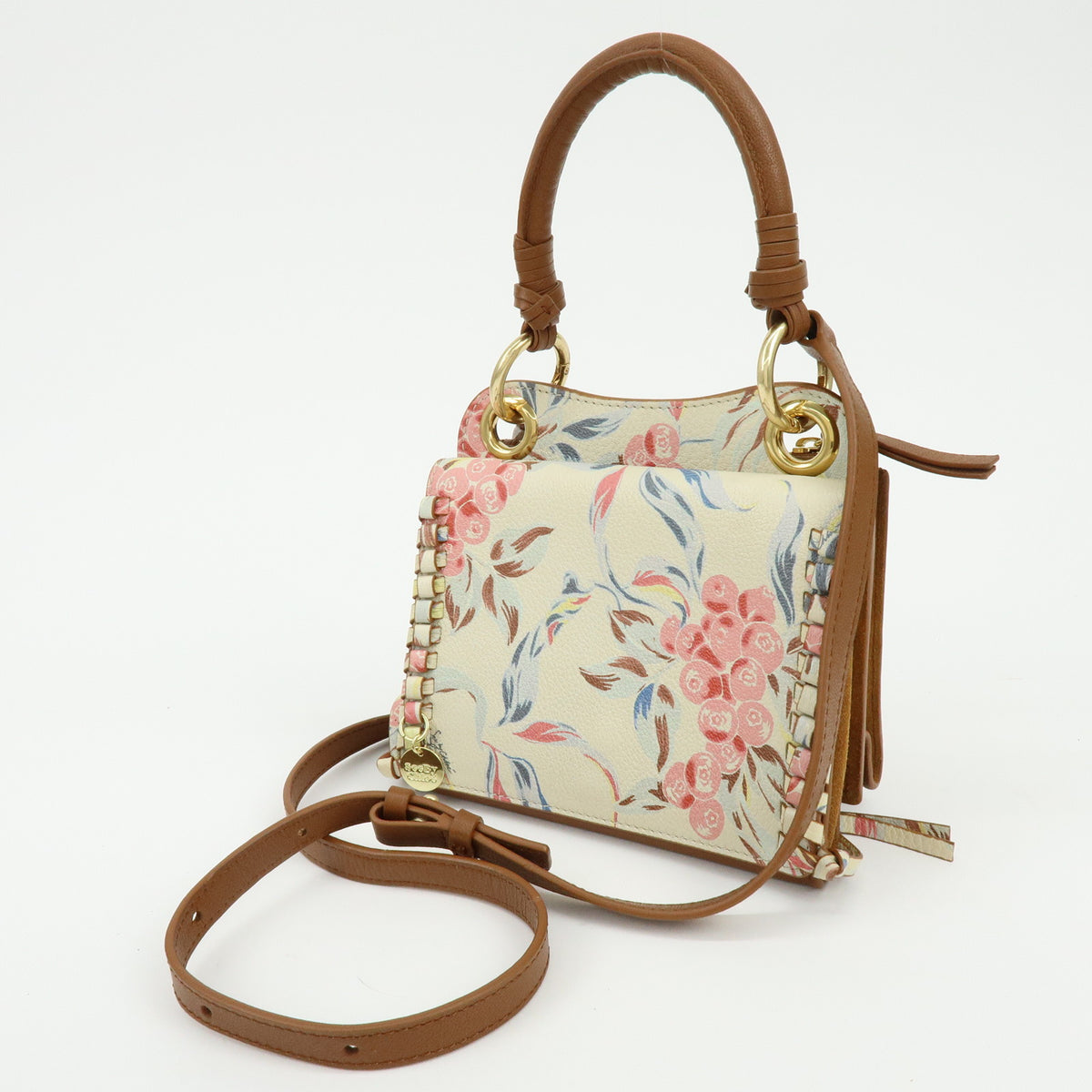 Chloe See By Chloe TILDA Leather Suede 2Way Shoulder Bag Off White