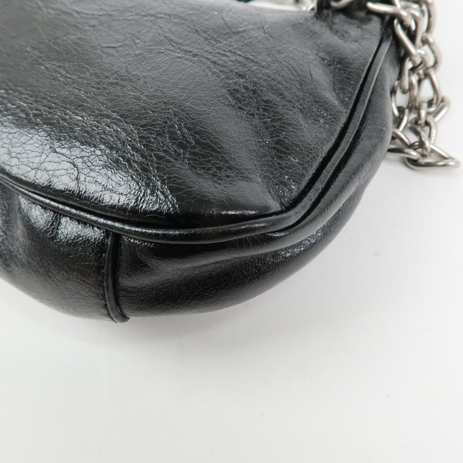 BALENCIAGA Le Cagole Mini Leather Chain Shoulder Bag Black 695814