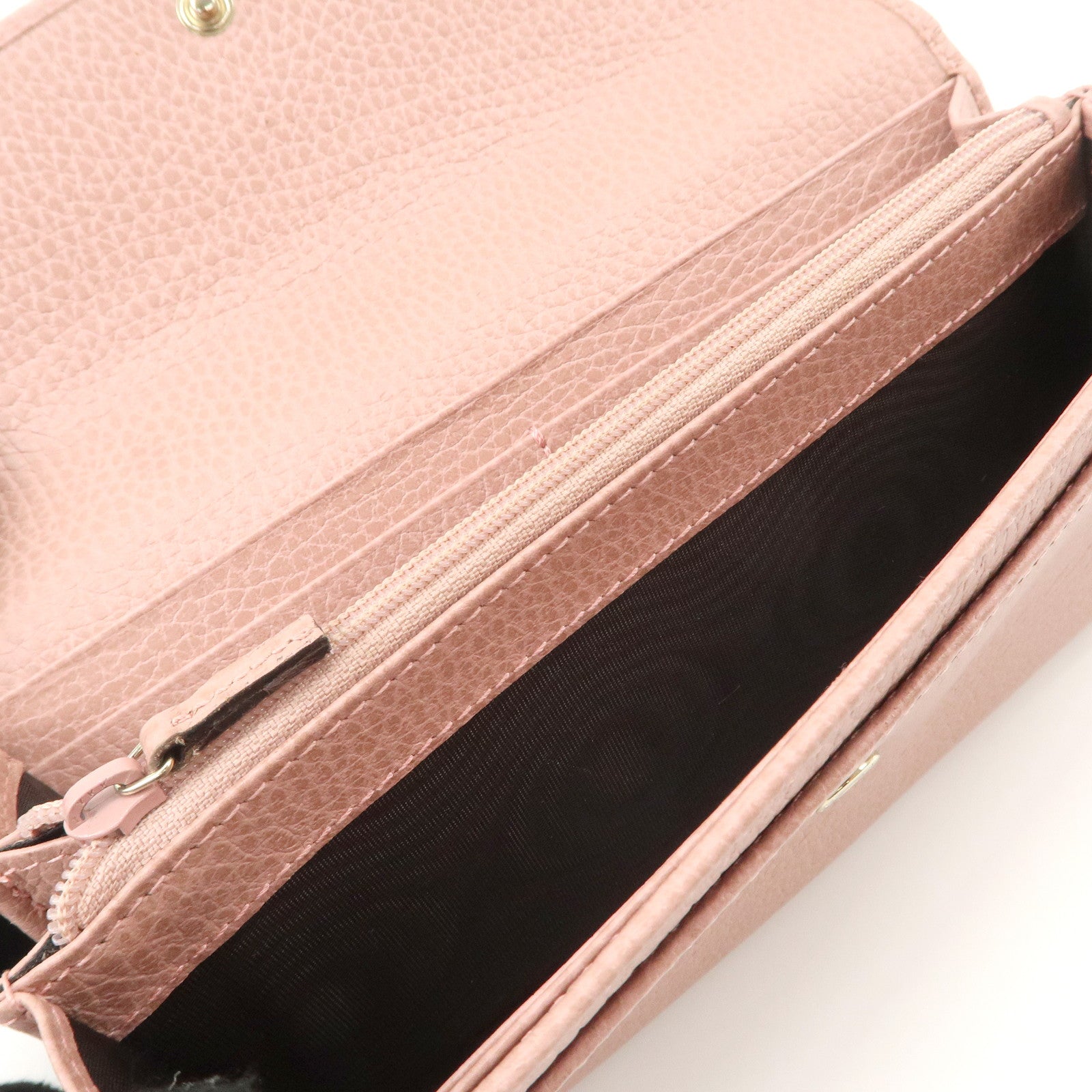 GUCCI Swing Leather Continental Wallet Long Wallet Pink 376186 Used