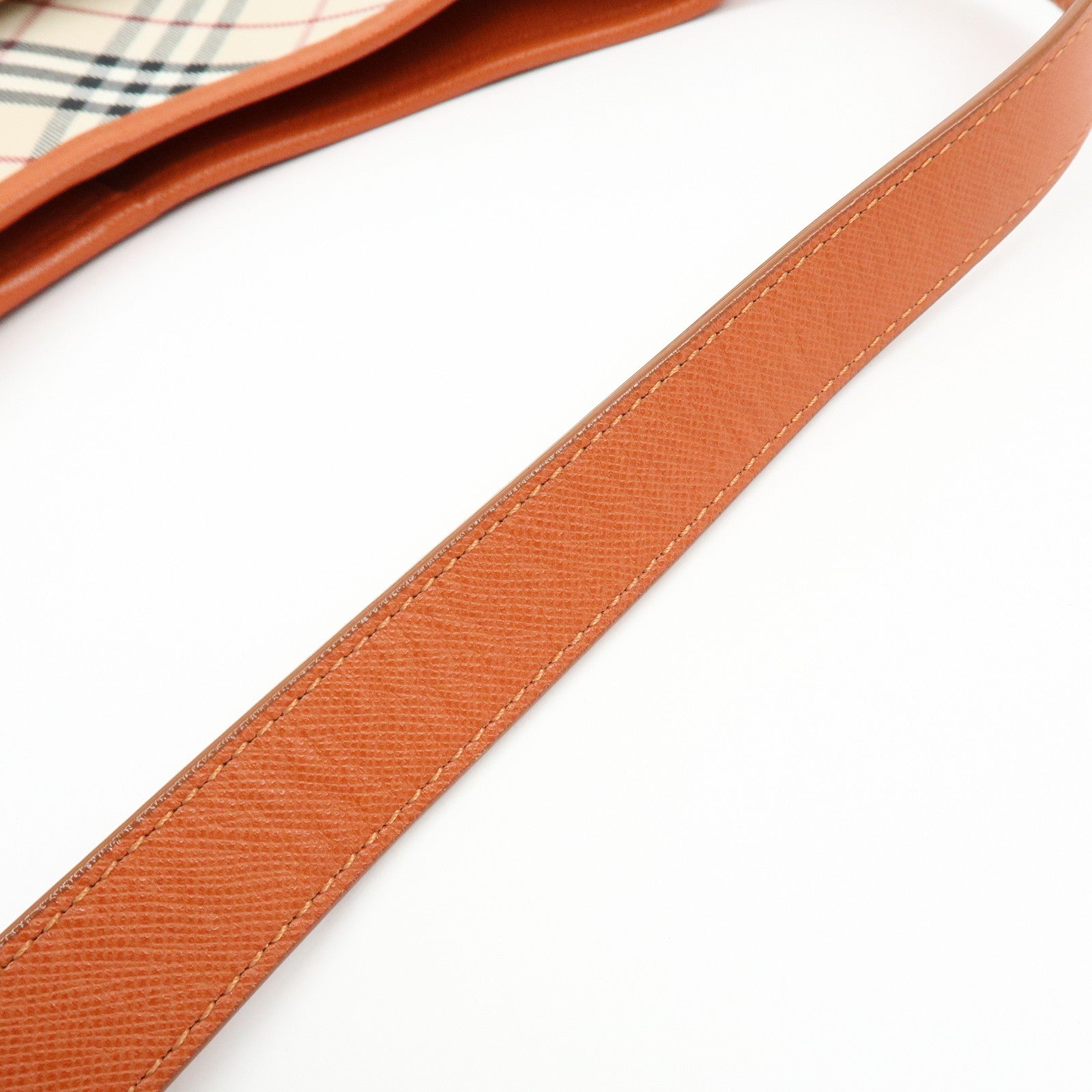 BURBERRY Nova Plaid Canvas Leather Shoulder Bag Beige