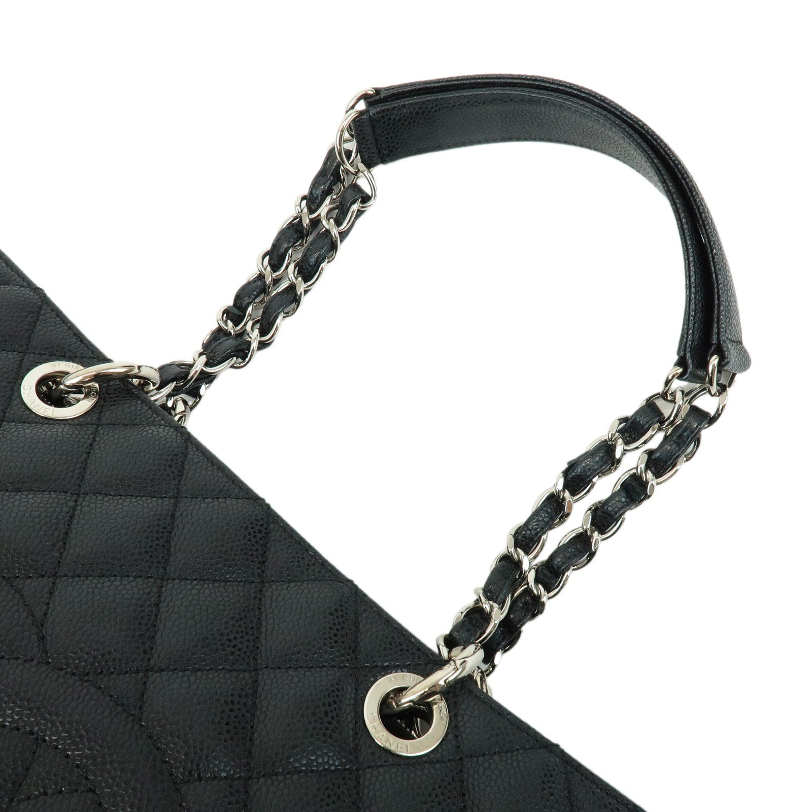 CHANEL Matelasse COCO Mark Caviarskin Shoulder Bag Black A50995