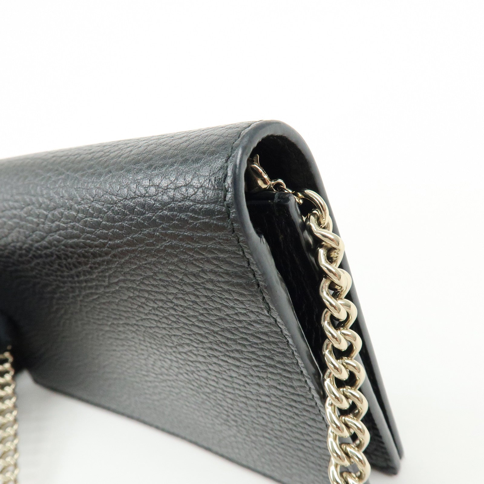 GUCCI Interlocking G Calf Leather Chain Wallet Shoulder Bag 466506
