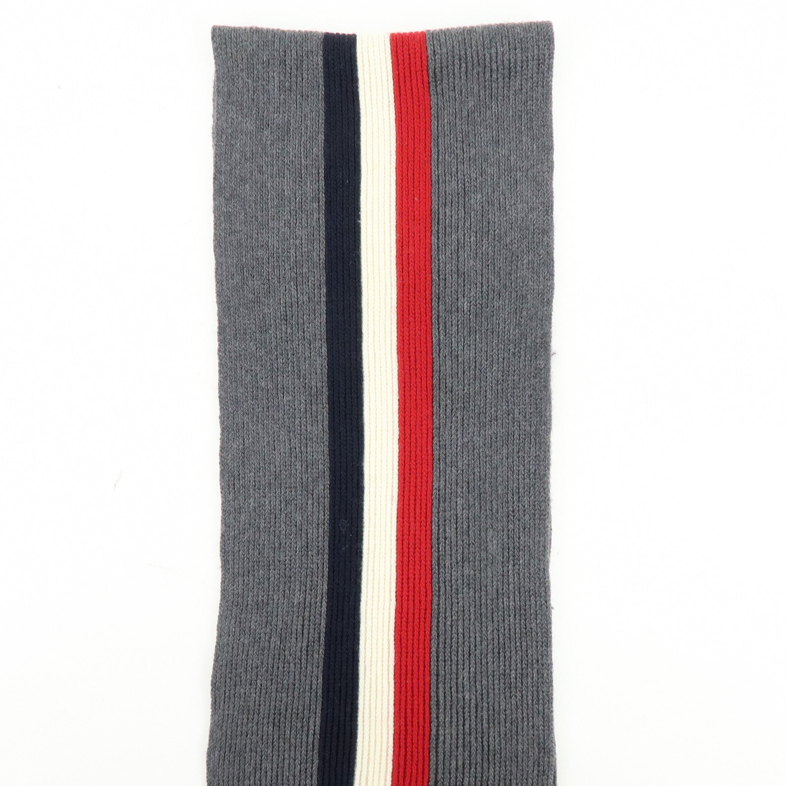 Moncler Wool 100% Scarf Stole Tri-color Gray Navy White Red