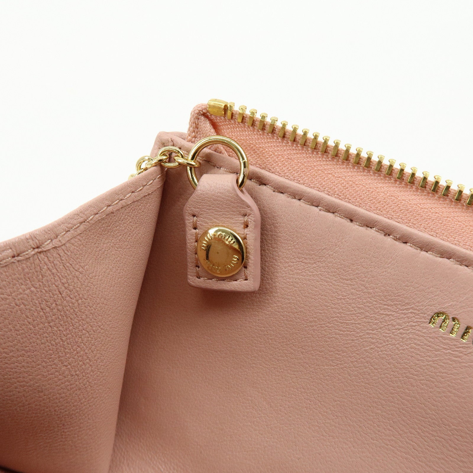 MIU MIU Matelasse Nappa Leather Coin Case Card Case Pink