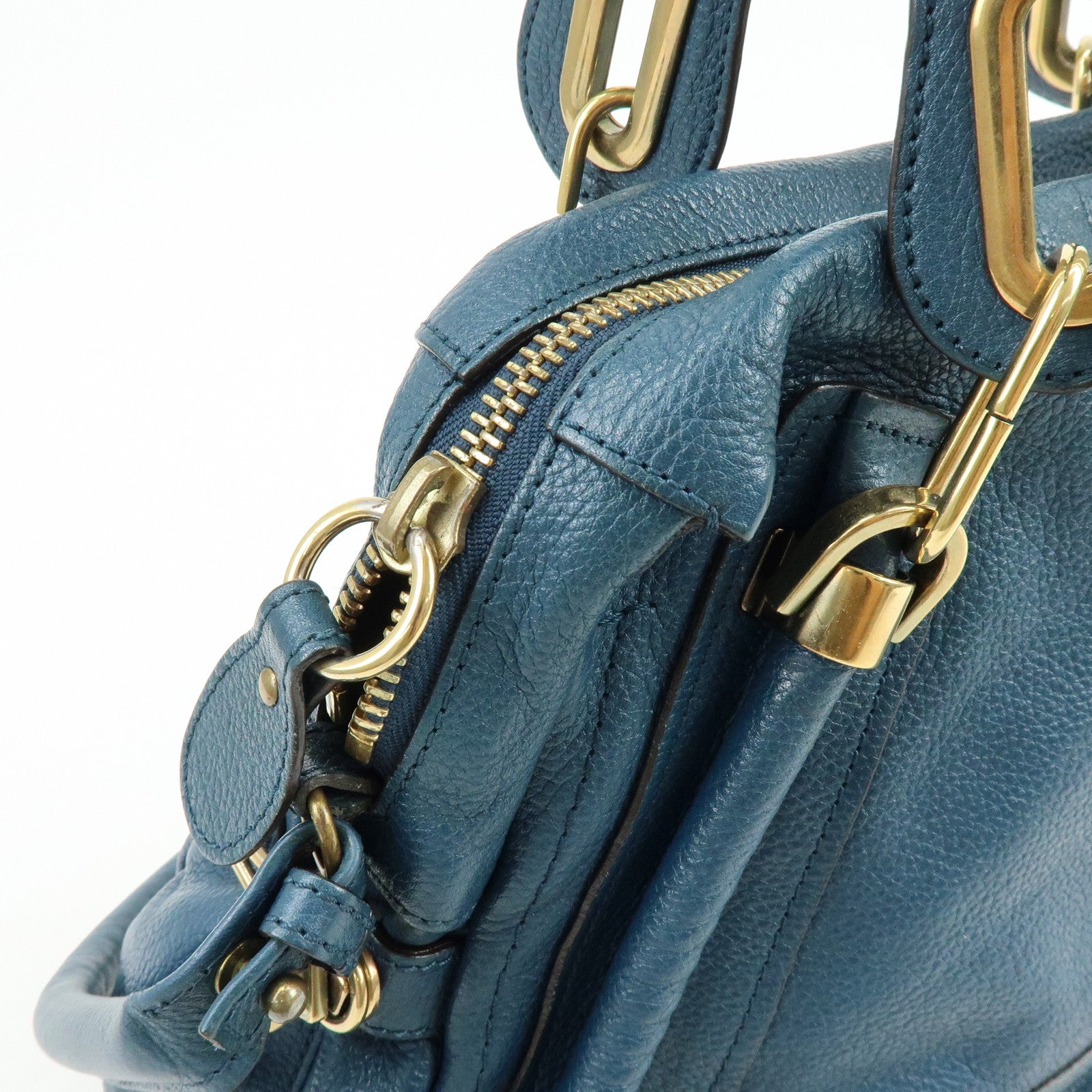 Chloe Paraty Leather 2Way Bag Hand Bag Shoulder Bag Blue