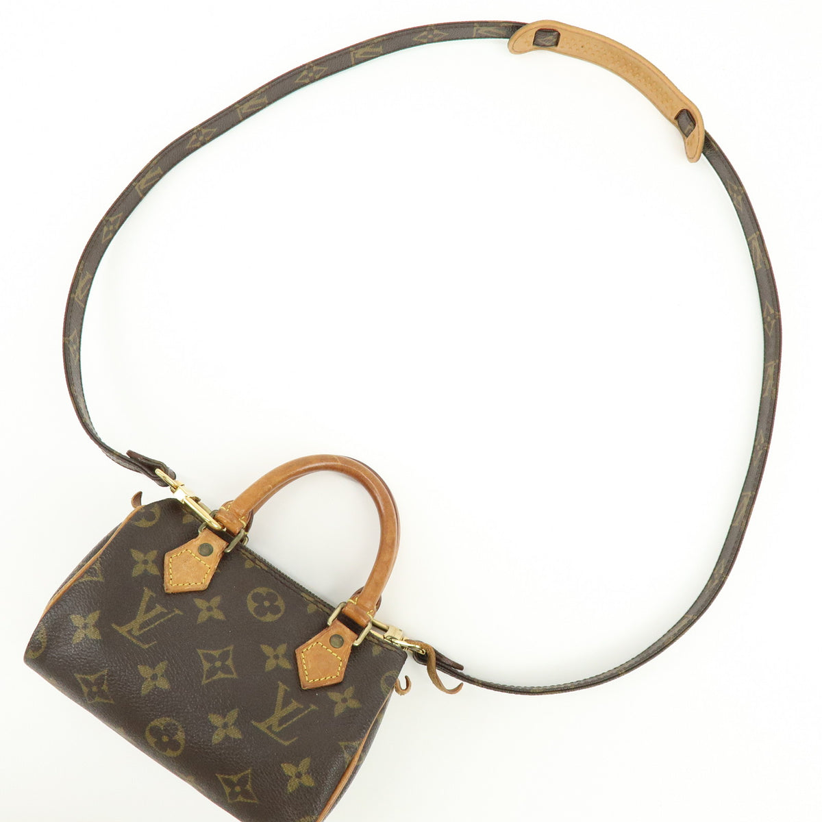 Louis Vuitton Monogram Mini Speedy Hand Bag and Strap M41534 J52315 Lot
